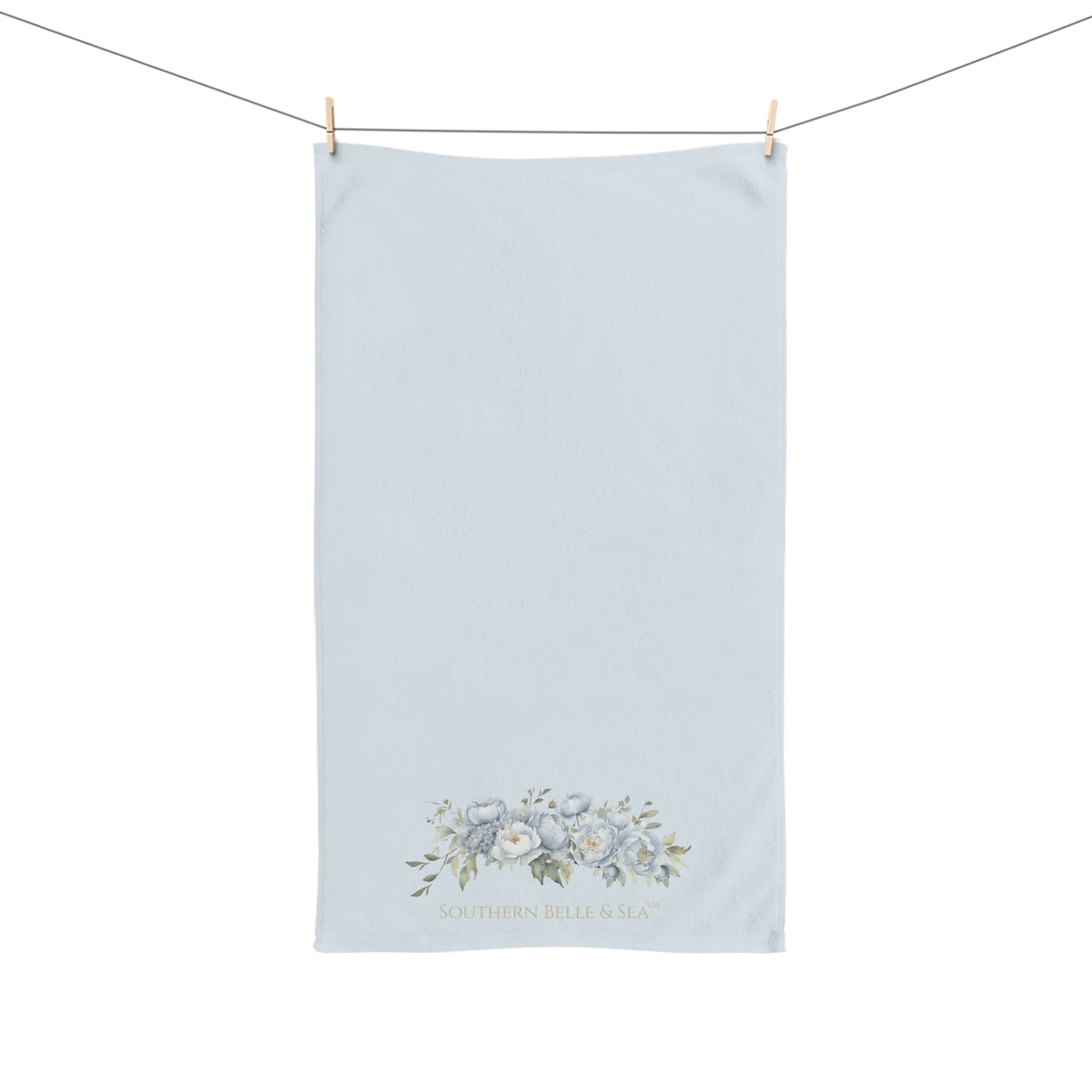 Floral Hand Towel (Blue Background) | Southern Belle & Sea™ - Southern Belle & Sea