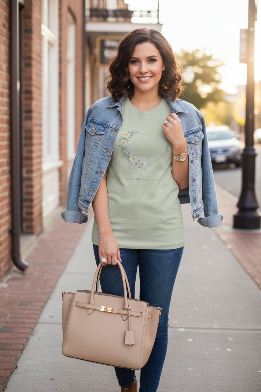 Floral Heart of Grace Tee | Soft Watercolor Faith Shirt | Southern Belle & Sea™ - Southern Belle & Sea