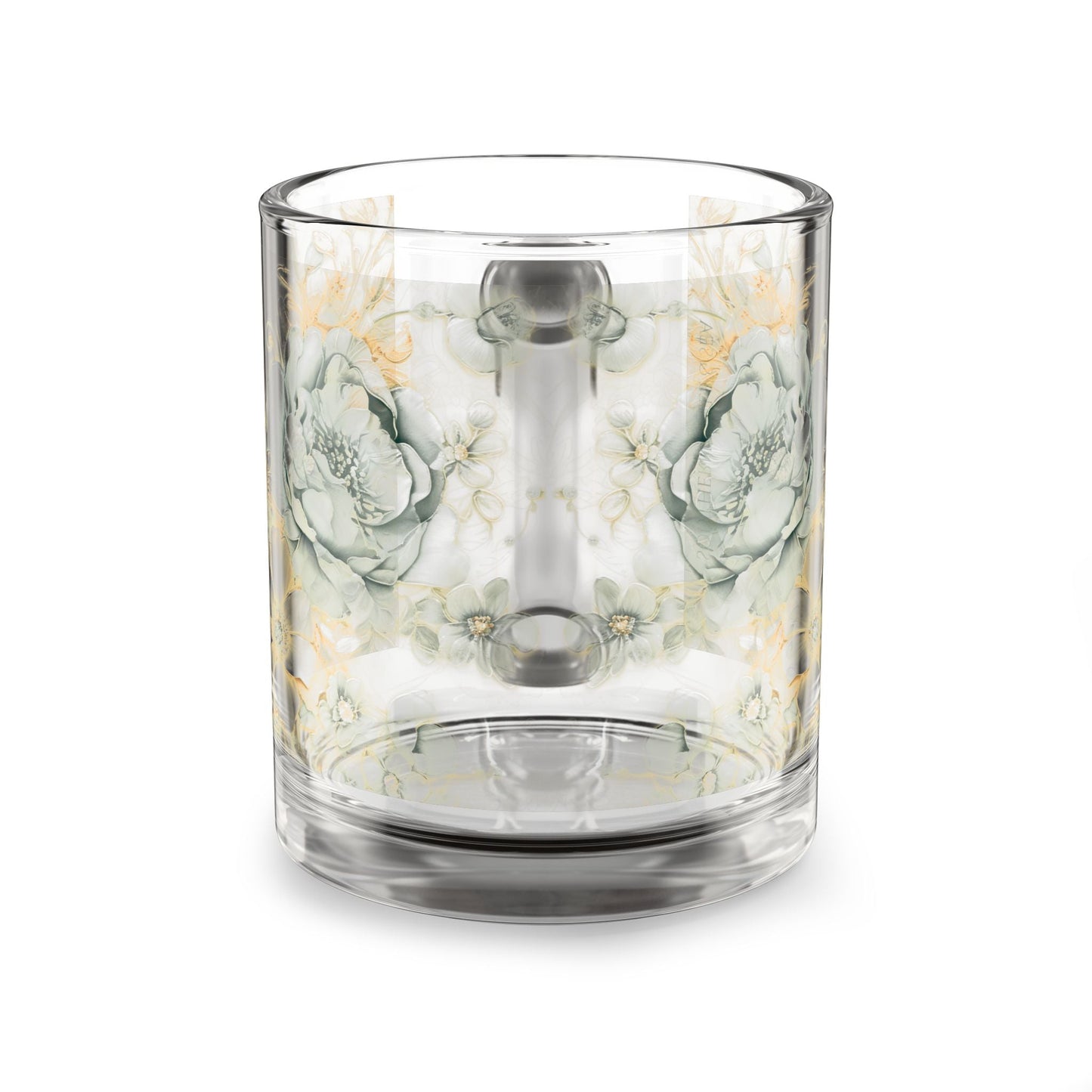 Floral Serenity Clear Glass Mug — Savannah Garden Rose Series | Southern Belle & Sea™ - Southern Belle & Sea