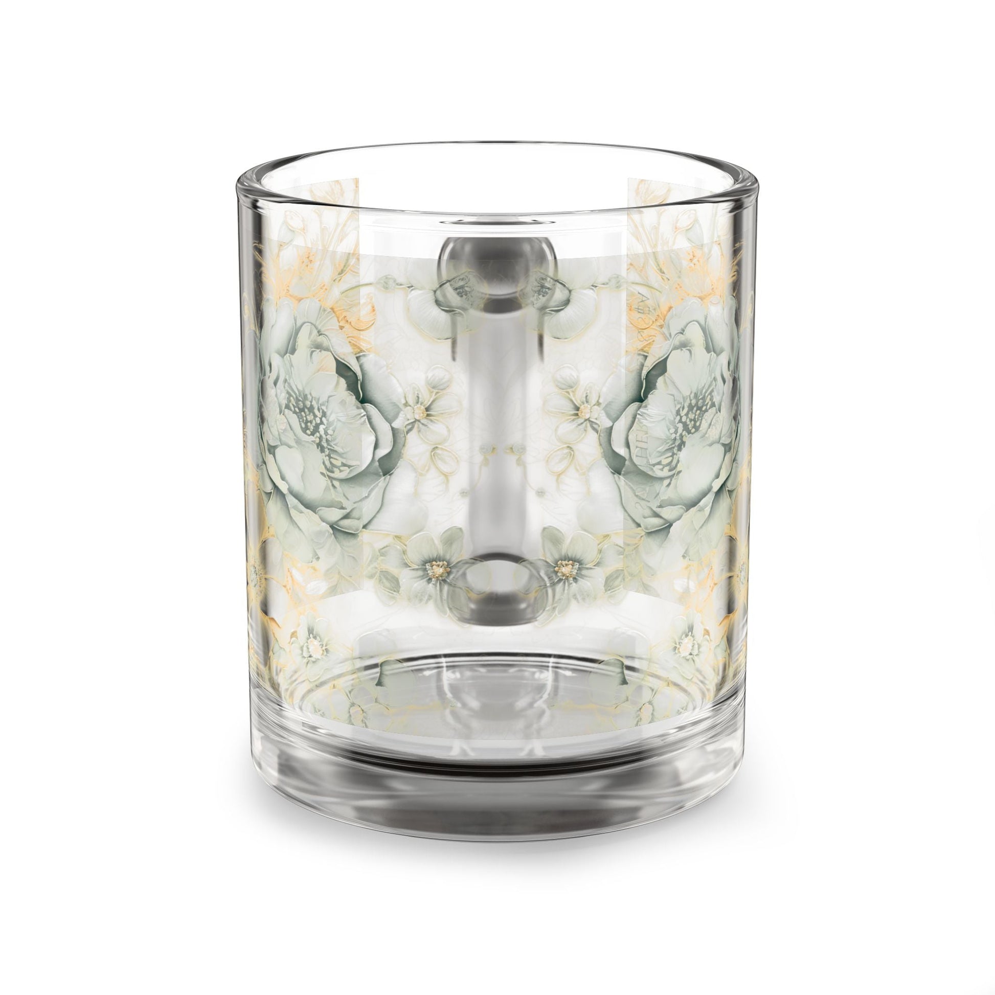 Floral Serenity Clear Glass Mug — Savannah Garden Rose Series | Southern Belle & Sea™ - Southern Belle & Sea