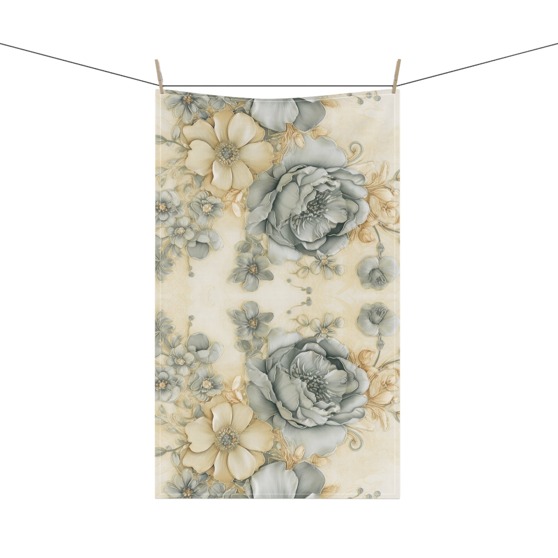Floral Serenity Tea Towel — Elegant Kitchen Collection | Southern Belle & Sea™ - Southern Belle & Sea