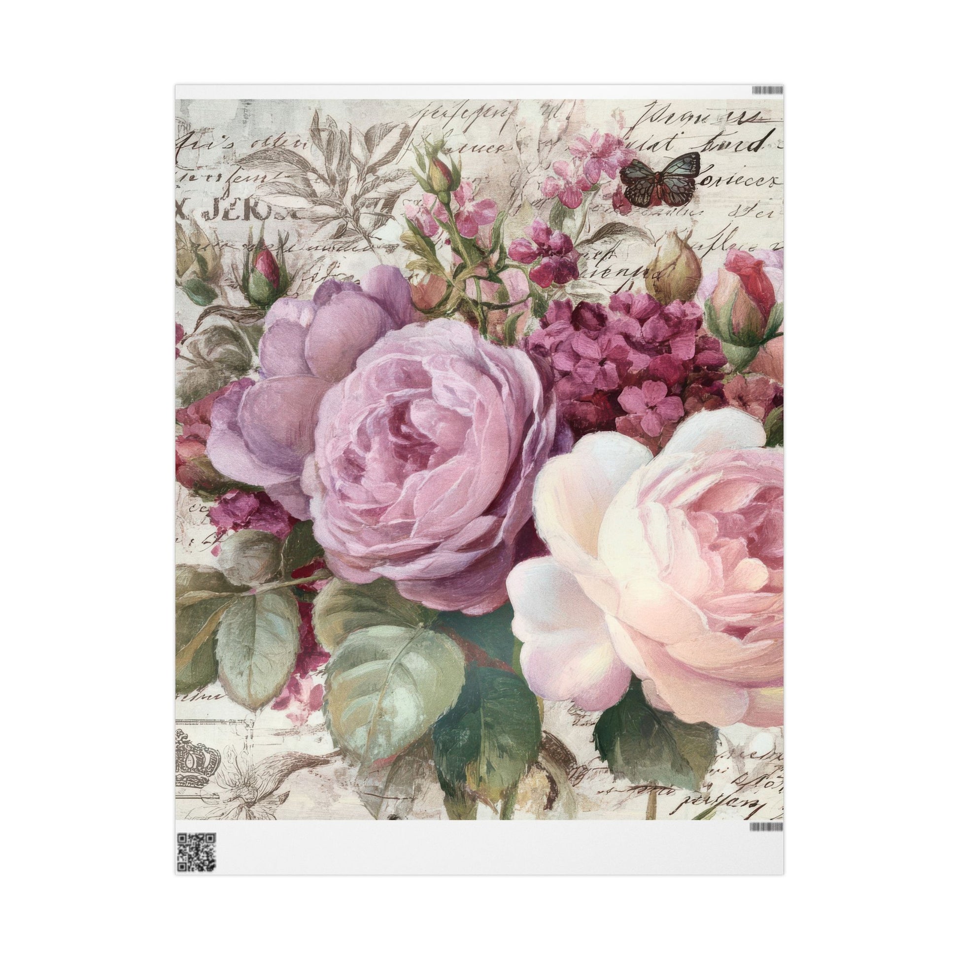 Gift box wrapped in Purple Floral wrapping paper, styled with ribbon, Southern Belle & Sea™