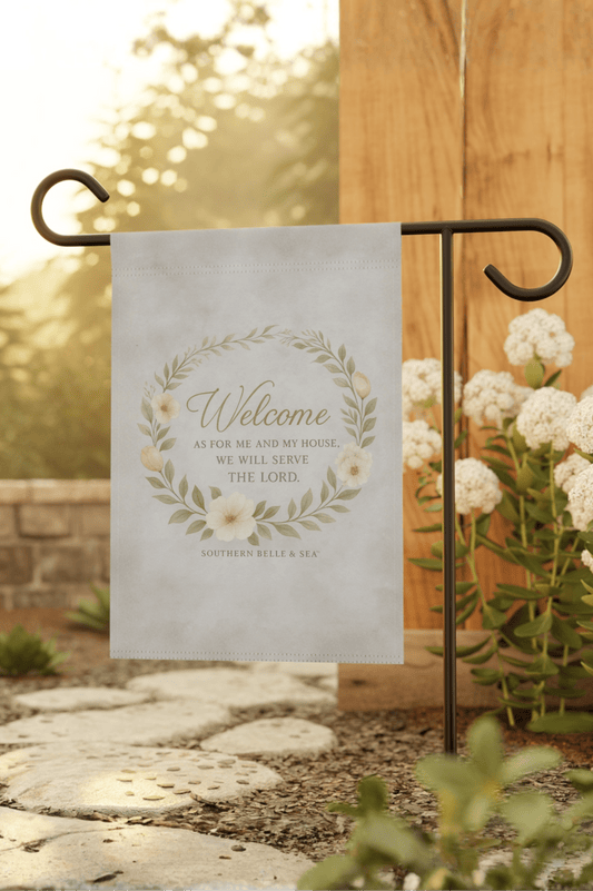 For We Walk by Faith Garden Flag | Southern Belle & Sea™ - Southern Belle & Sea