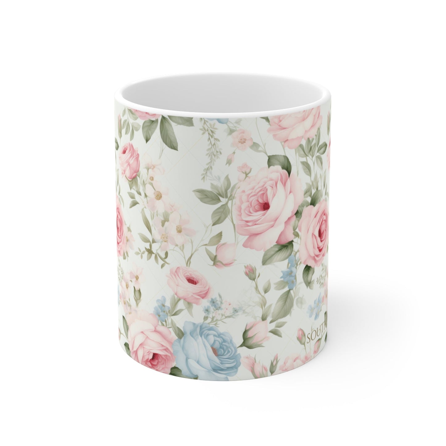 Garden Grace Floral Ceramic Mug — Garden Grace Series | Southern Belle & Sea™ - Southern Belle & Sea