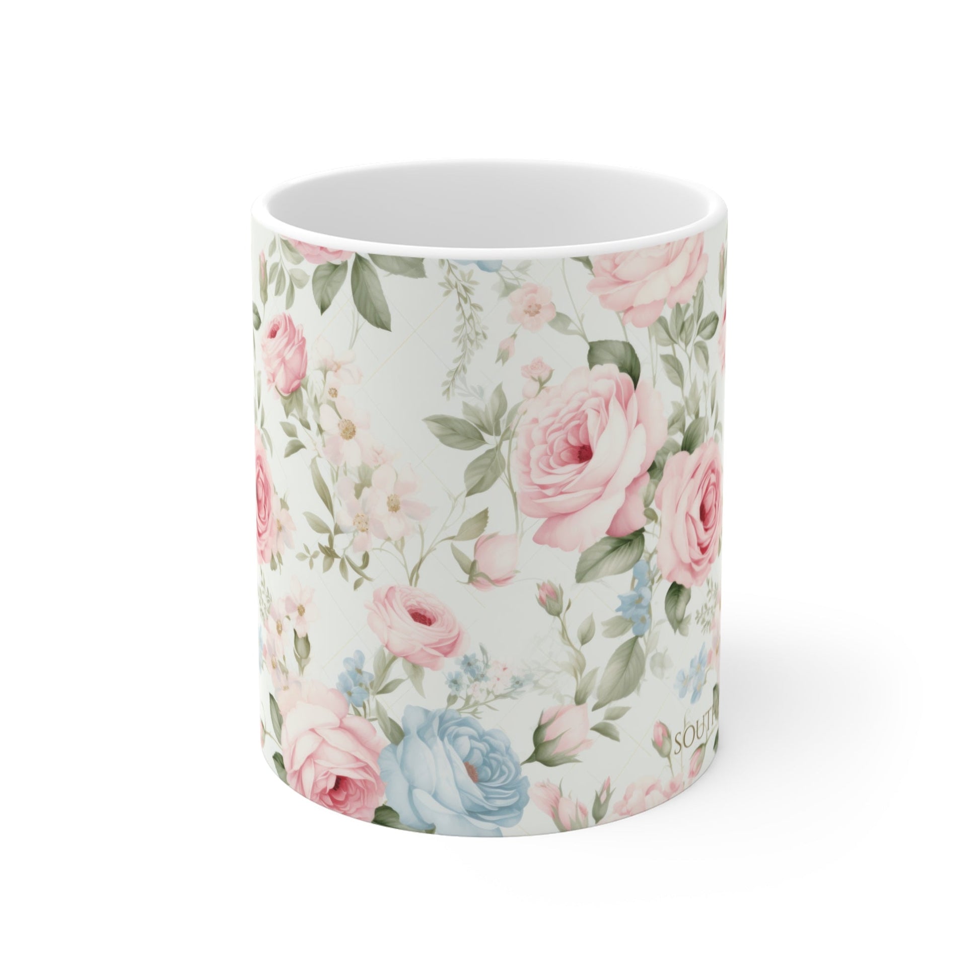 Garden Grace Floral Ceramic Mug — Garden Grace Series | Southern Belle & Sea™ - Southern Belle & Sea