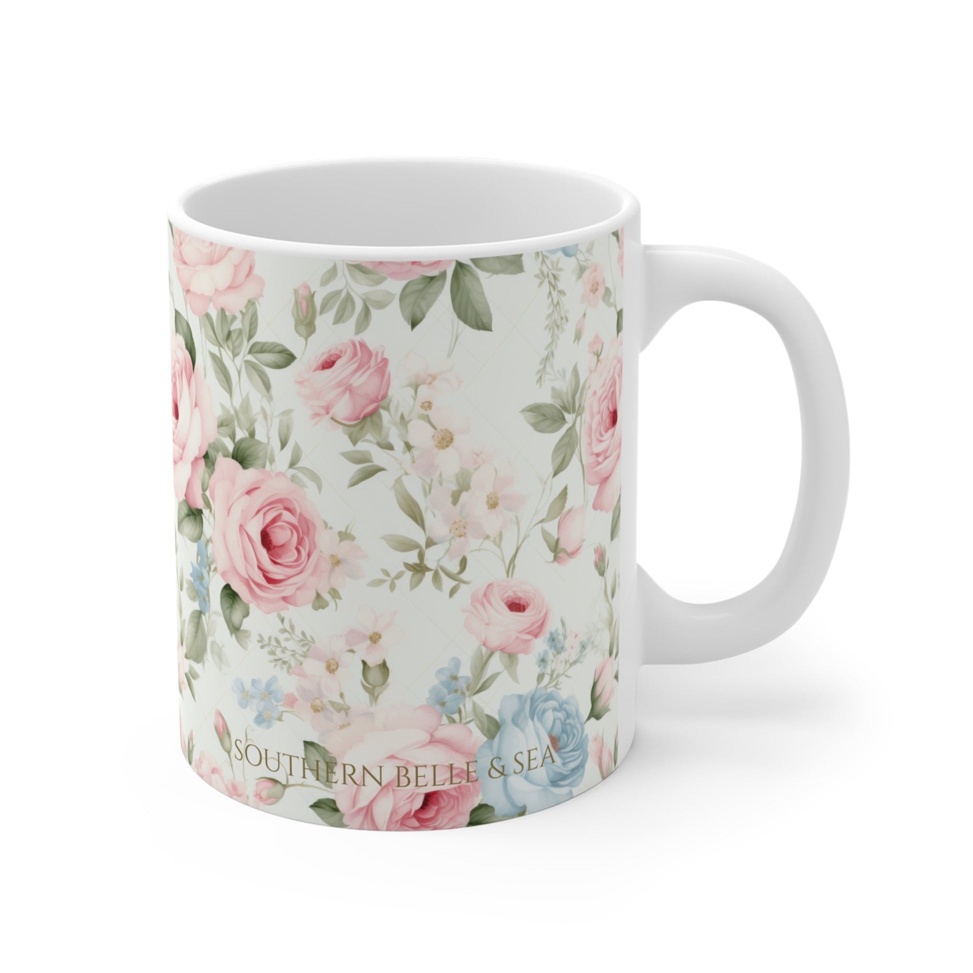 Garden Grace Floral Ceramic Mug — Garden Grace Series | Southern Belle & Sea™ - Southern Belle & Sea