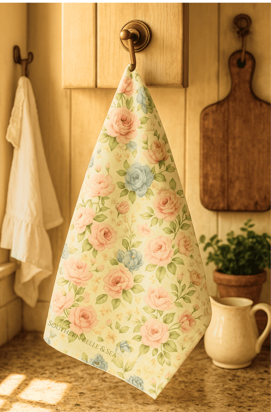 Garden Grace — Floral Hand Towel (16" × 28") | Southern Belle & Sea™ - Southern Belle & Sea