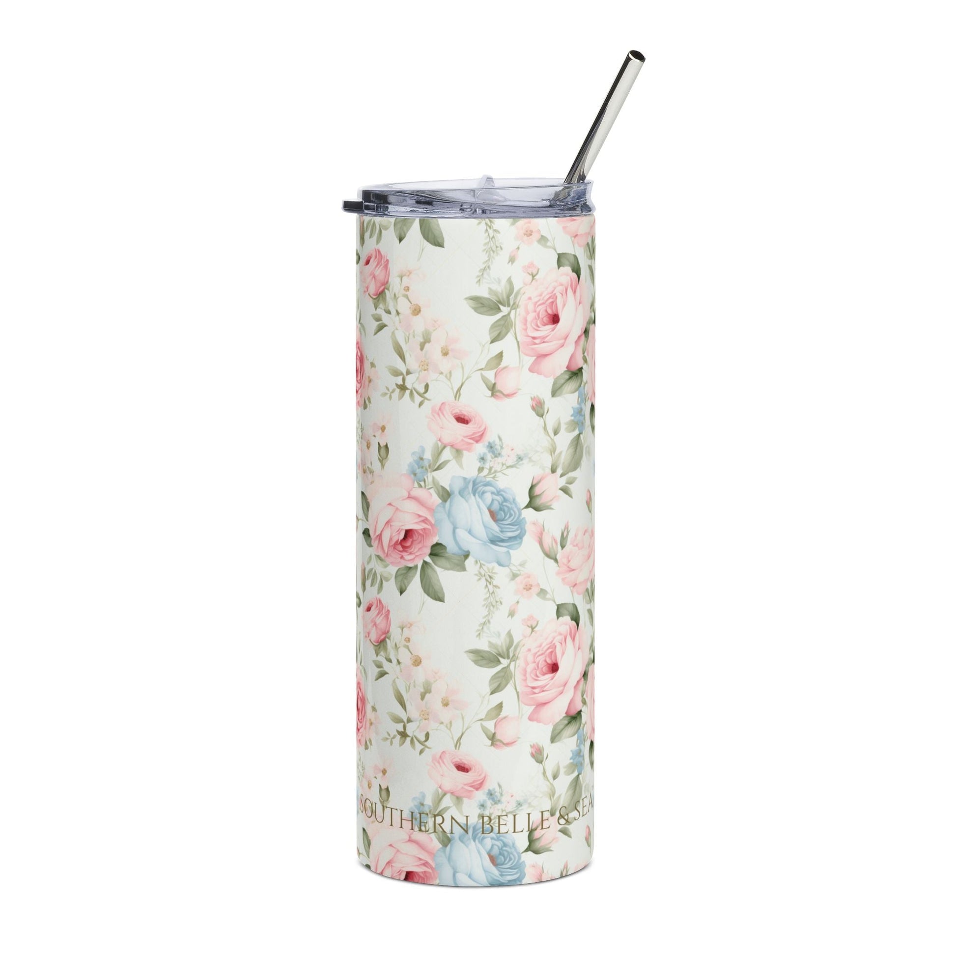 Garden Grace Floral Stainless Steel Tumbler — Rachel Grace Collection | Southern Belle & Sea™ - Southern Belle & Sea