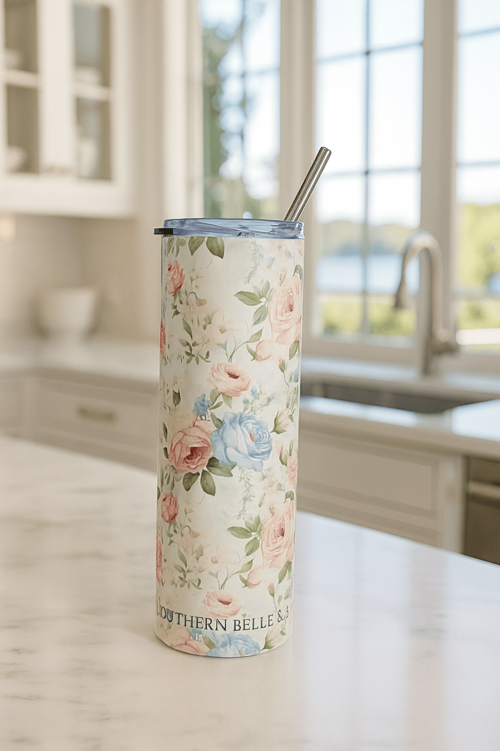 Garden Grace Floral Stainless Steel Tumbler — Rachel Grace Collection | Southern Belle & Sea™ - Southern Belle & Sea