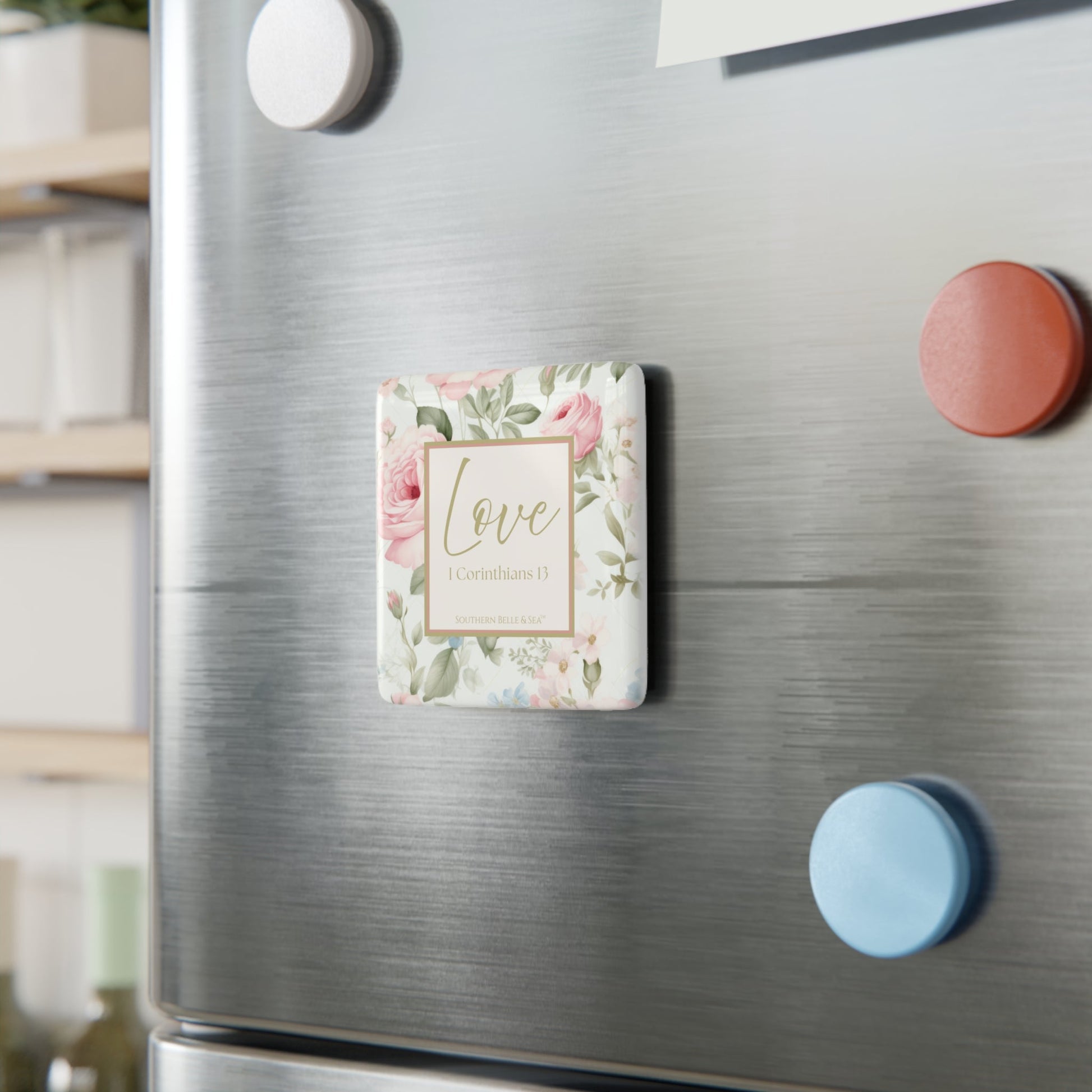 Garden Grace Porcelain Magnet (2" × 2") — Garden Grace Series | Southern Belle & Sea™ - Southern Belle & Sea