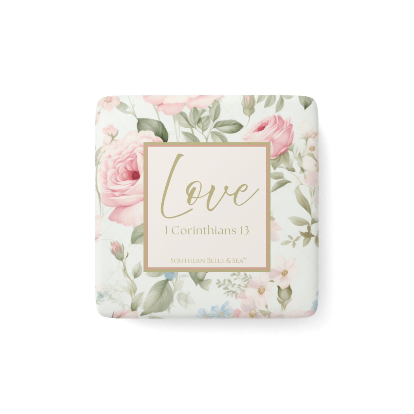 Garden Grace Porcelain Magnet (2" × 2") — Garden Grace Series | Southern Belle & Sea™ - Southern Belle & Sea