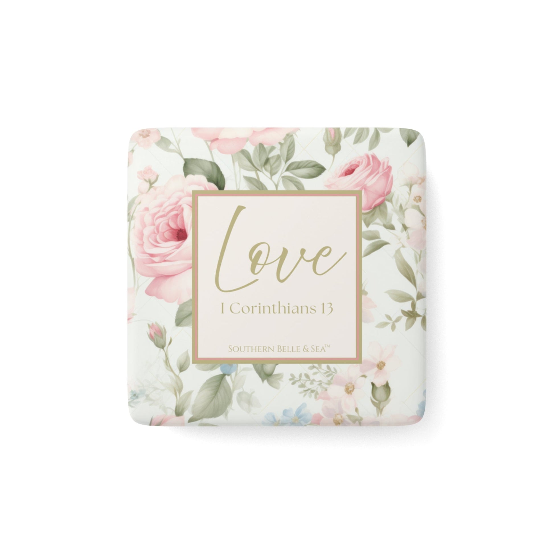 Garden Grace Porcelain Magnet (2" × 2") — Garden Grace Series | Southern Belle & Sea™ - Southern Belle & Sea