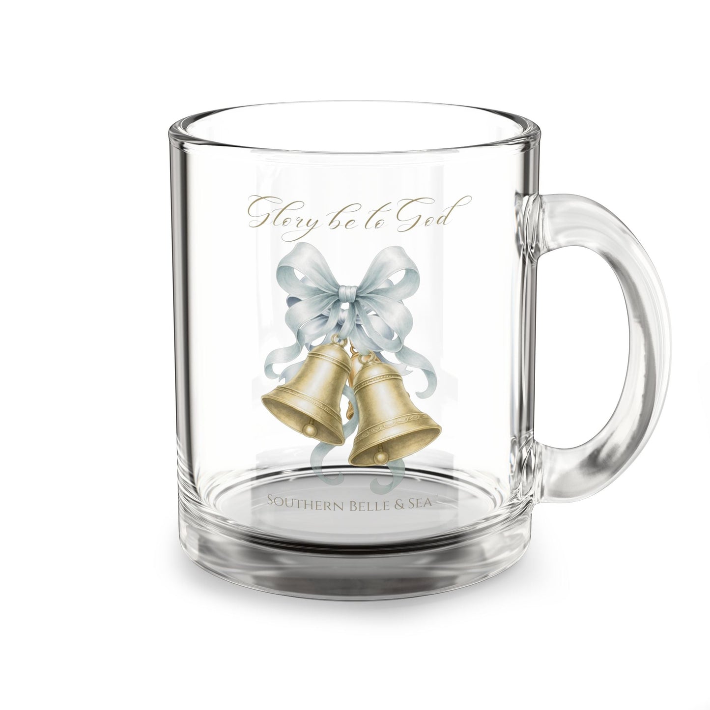 Glory Be to God Bell Clear Glass Mug — Winter Grace Fine Art Series | Southern Belle & Sea™ - Southern Belle & Sea