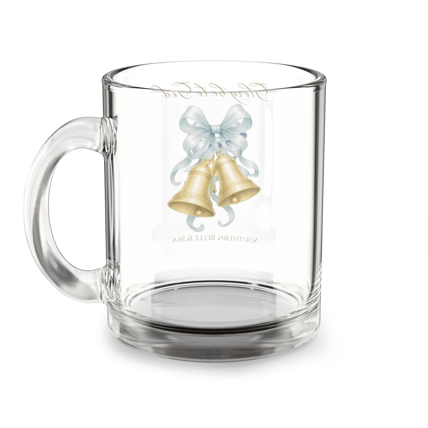 Glory Be to God Bell Clear Glass Mug — Winter Grace Fine Art Series | Southern Belle & Sea™ - Southern Belle & Sea