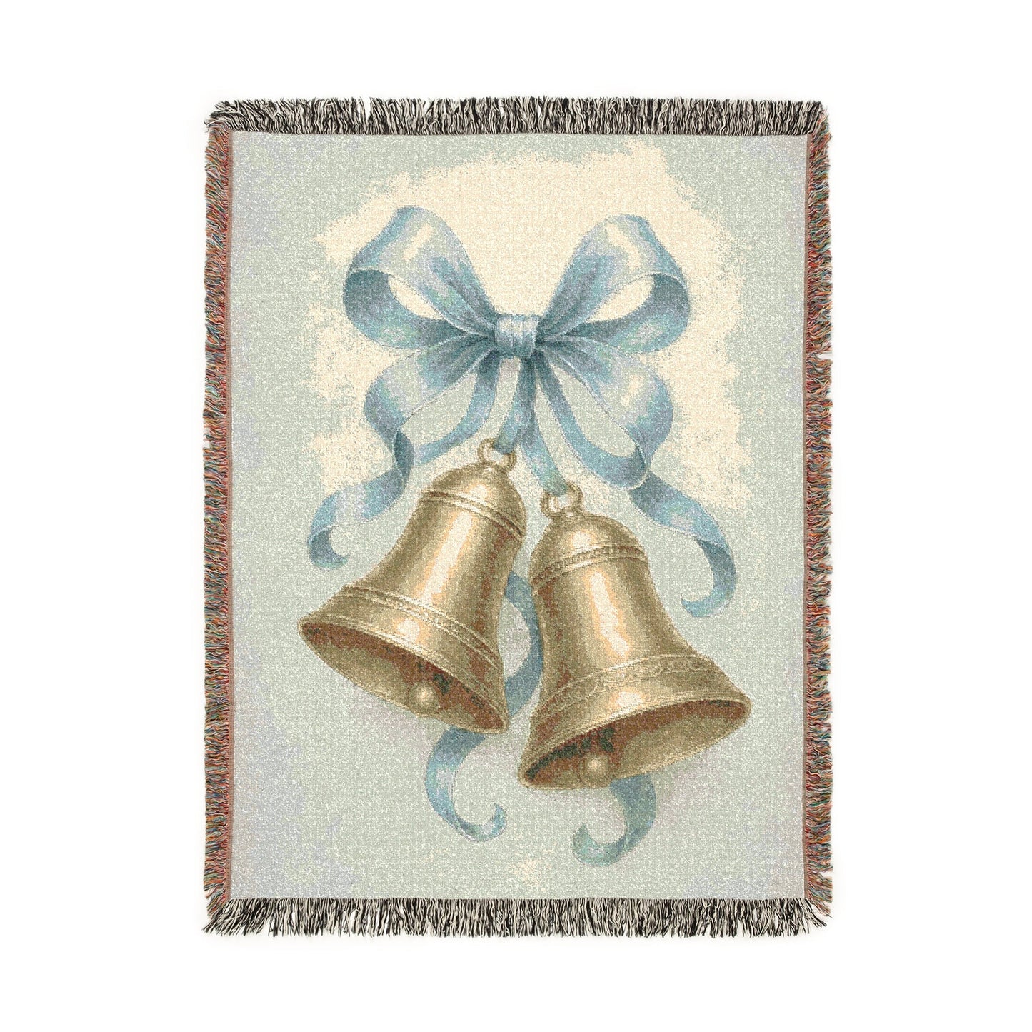 Glory Be to God Bells & Blue Ribbon — Woven Cotton Blanket (No Text) | Southern Belle & Sea™ - Southern Belle & Sea