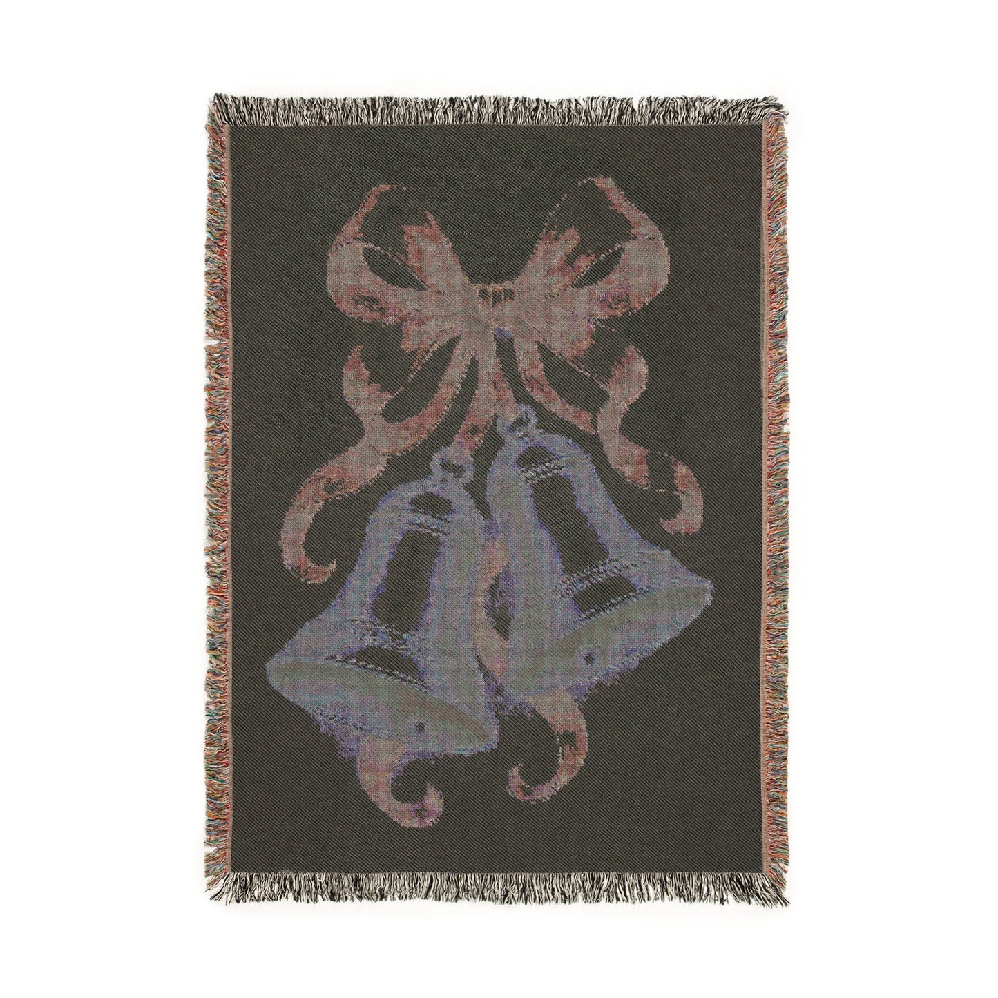 Glory Be to God Bells & Blue Ribbon — Woven Cotton Blanket (No Text) | Southern Belle & Sea™ - Southern Belle & Sea