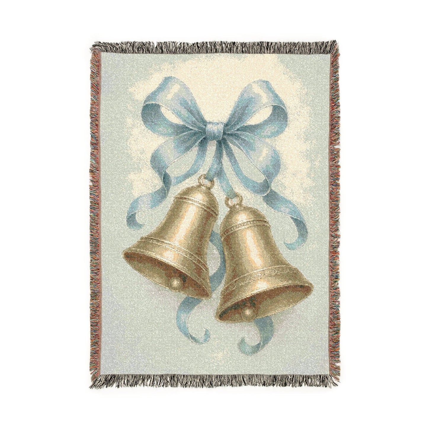Glory Be to God Bells & Blue Ribbon — Woven Cotton Blanket (No Text) | Southern Belle & Sea™ - Southern Belle & Sea