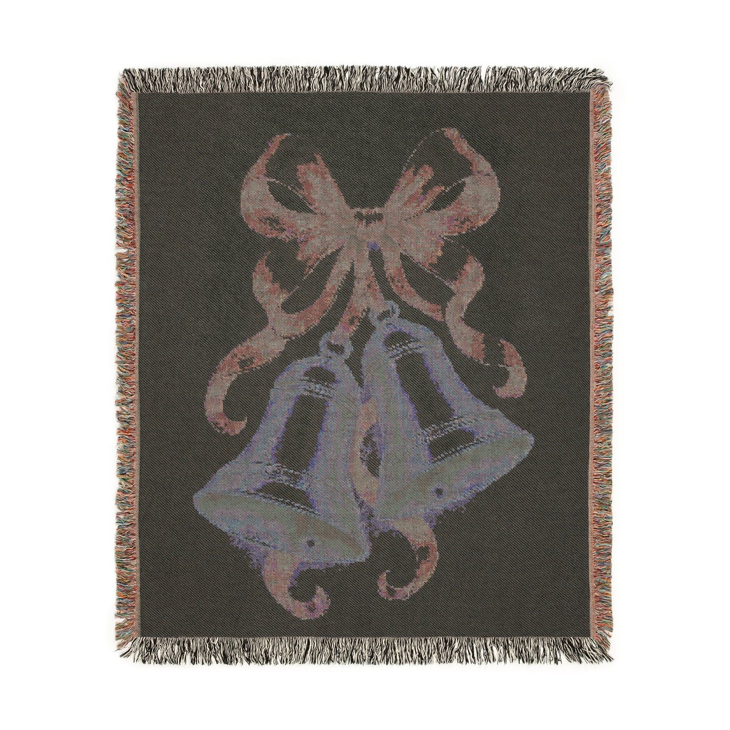 Glory Be to God Bells & Blue Ribbon — Woven Cotton Blanket (No Text) | Southern Belle & Sea™ - Southern Belle & Sea