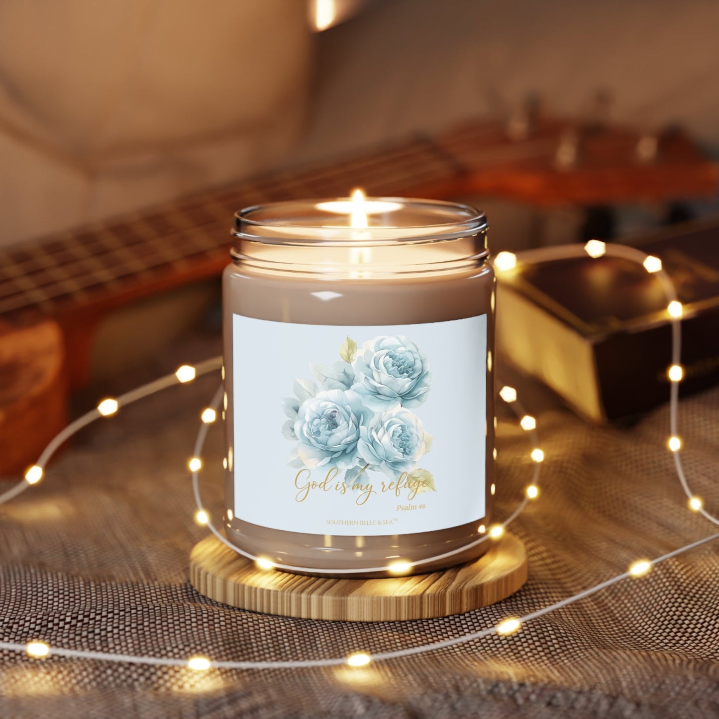 God Is My Refuge (Blue Floral) — 9oz Soy Candle | Southern Belle & Sea™ - Southern Belle & Sea