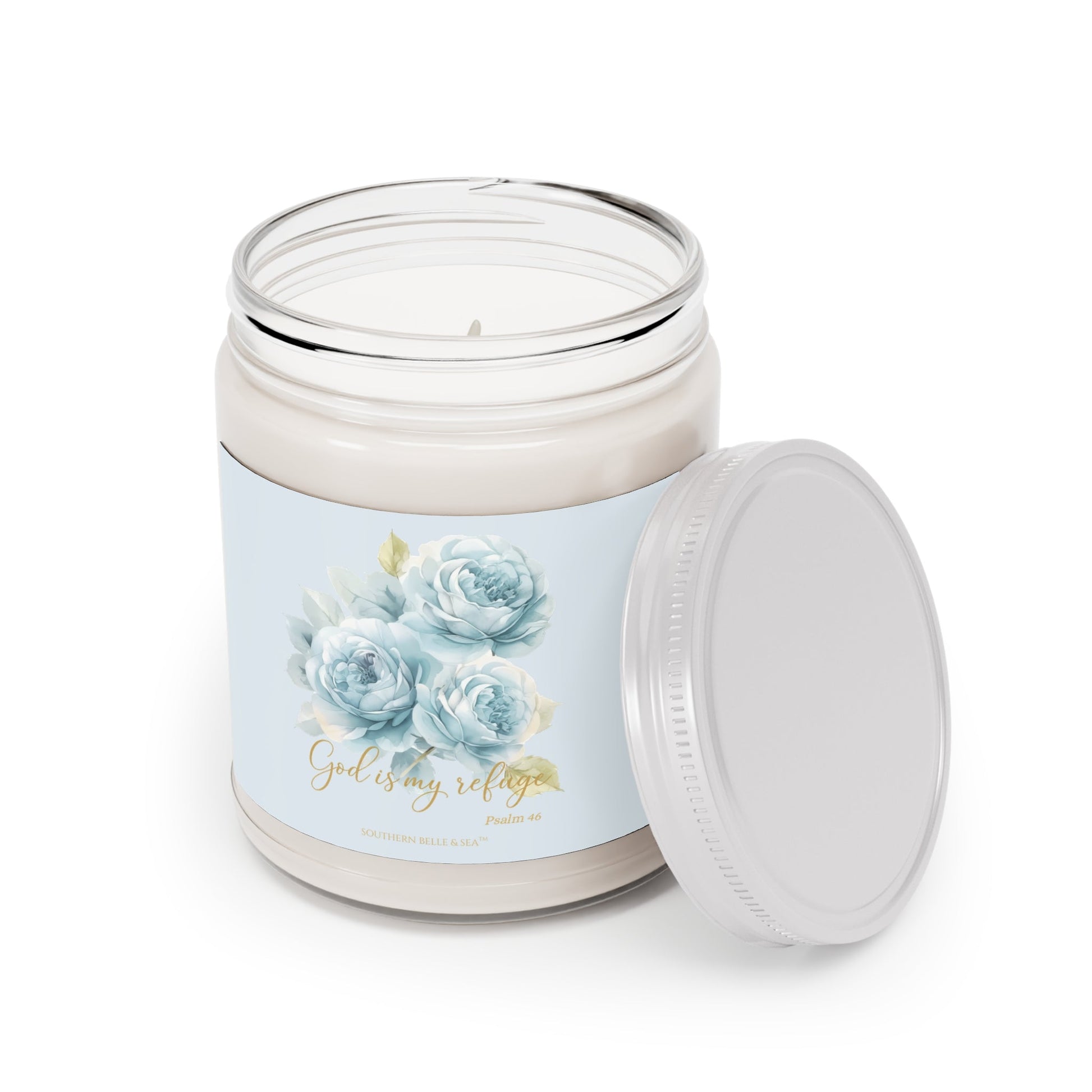 God Is My Refuge (Blue Floral) — 9oz Soy Candle | Southern Belle & Sea™ - Southern Belle & Sea