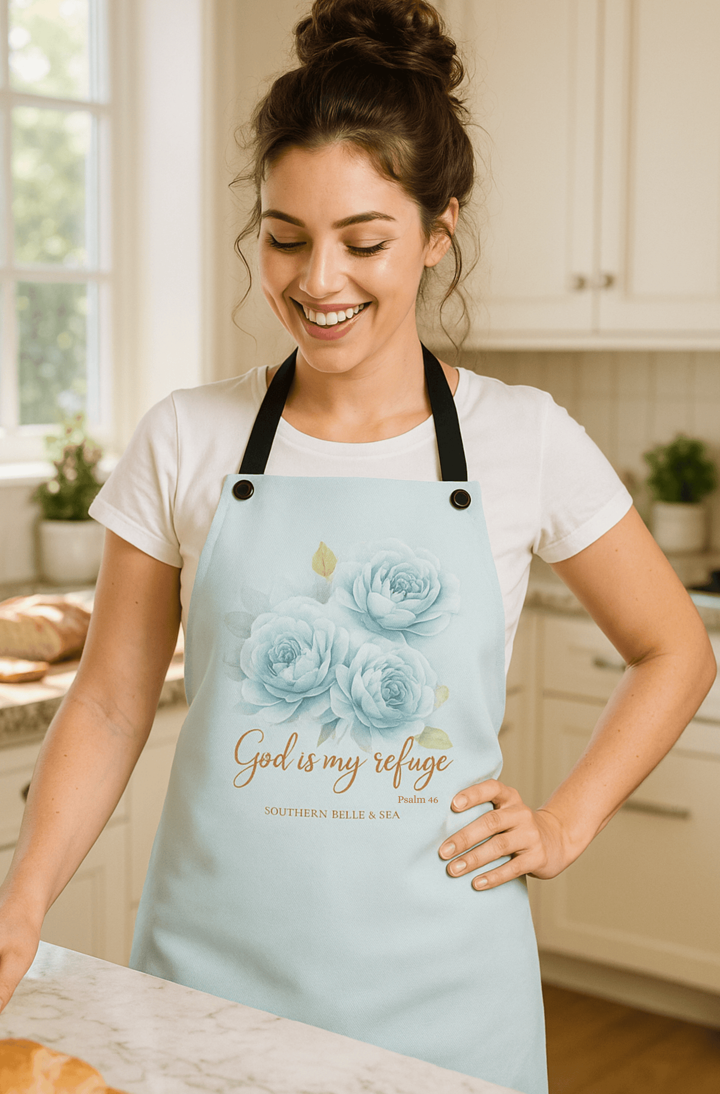 God Is My Refuge (Blue Floral) — Apron | Southern Belle & Sea™ - Southern Belle & Sea