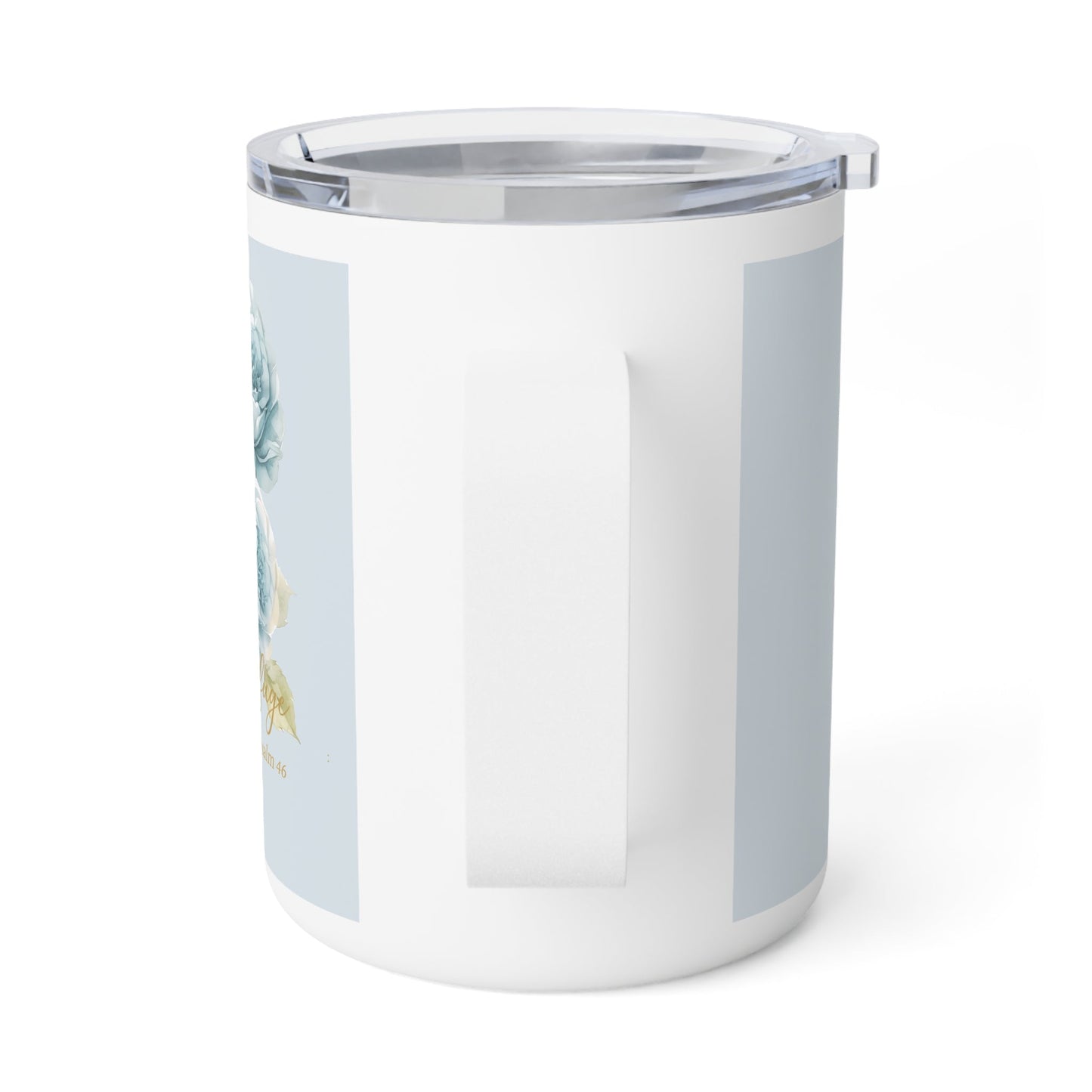 God Is My Refuge — Blue Floral Insulated Mug (10oz Stainless Steel, Psalm 46:1) | Southern Belle & Sea™ - Southern Belle & Sea