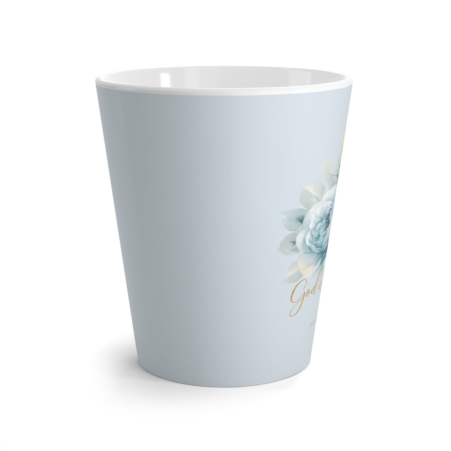 God Is My Refuge — Blue Floral Latte Mug (12oz) | Southern Belle & Sea™ - Southern Belle & Sea