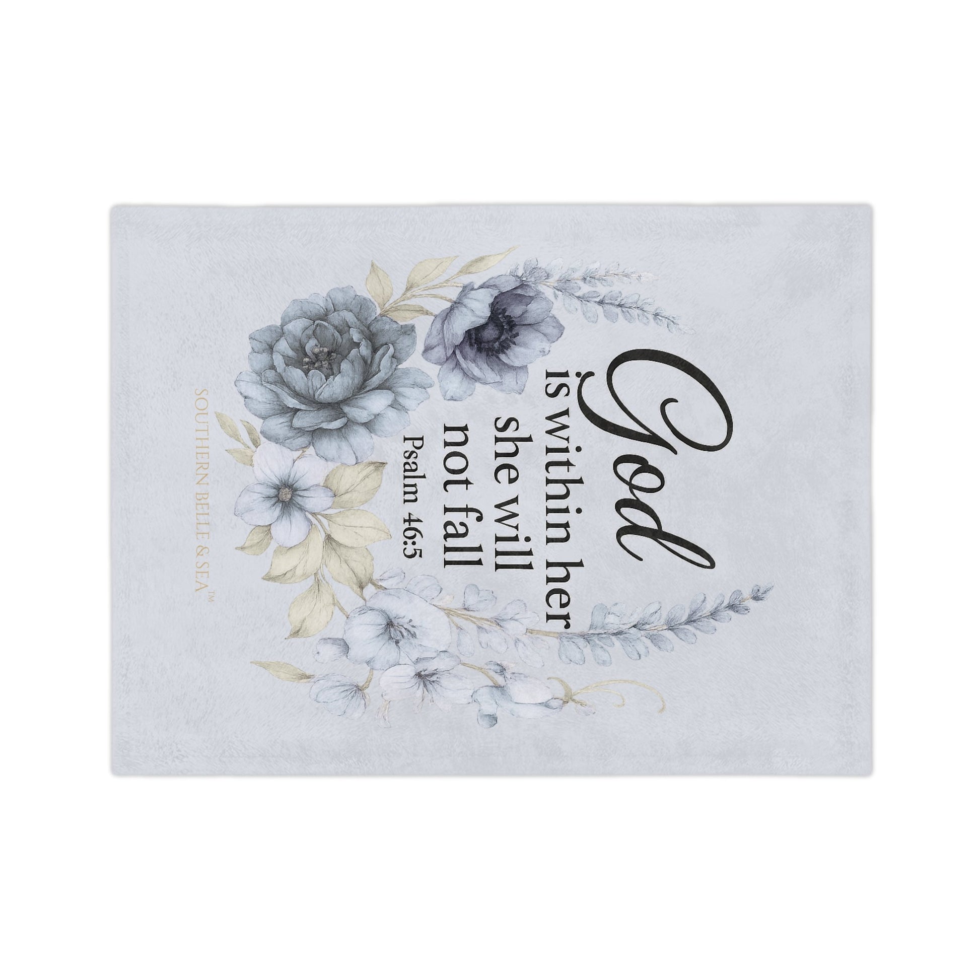 God Is Within Her” Blue Floral Blanket — Virtue Collection | Southern Belle & Sea™ - Southern Belle & Sea