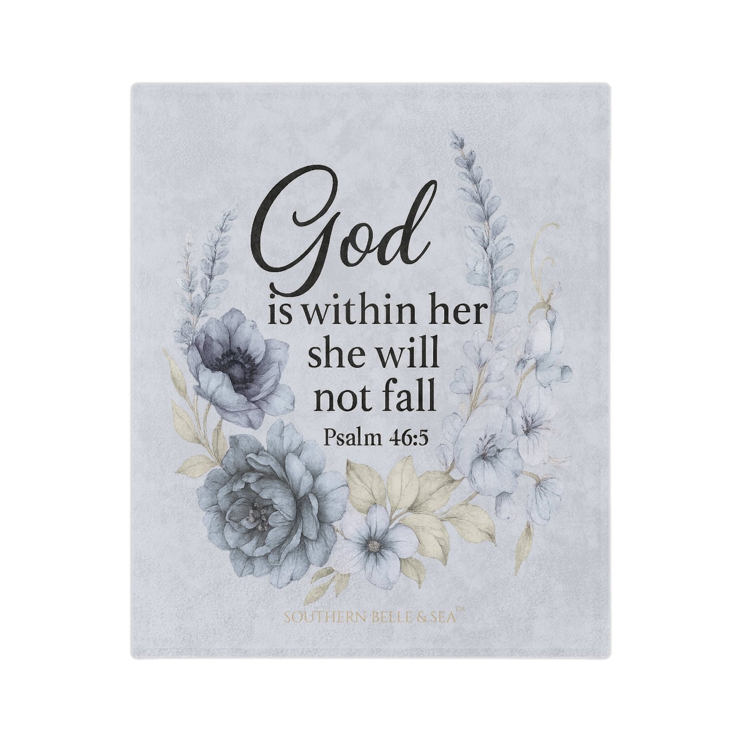 God Is Within Her” Blue Floral Blanket — Virtue Collection | Southern Belle & Sea™ - Southern Belle & Sea