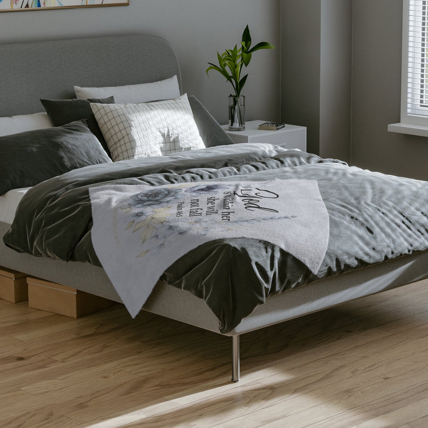 God Is Within Her” Blue Floral Blanket — Virtue Collection | Southern Belle & Sea™ - Southern Belle & Sea