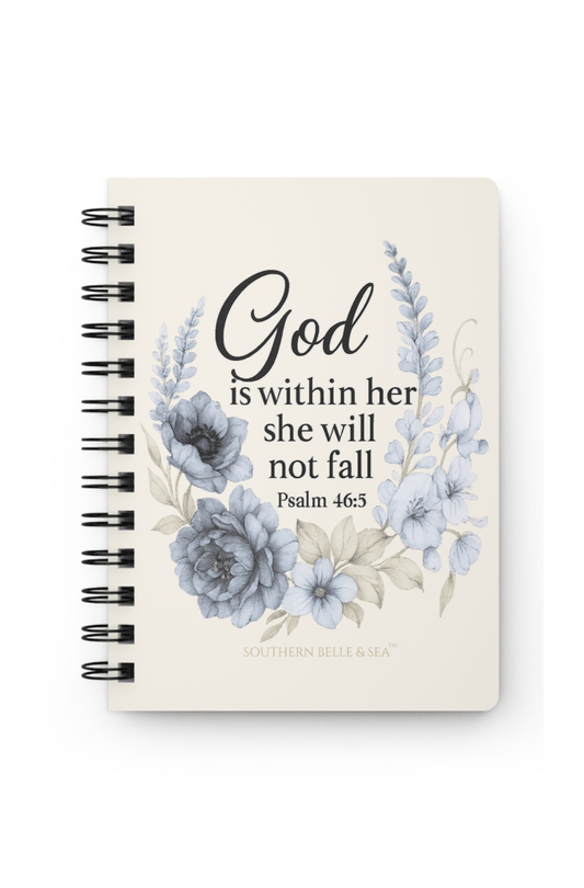 God Is Within Her” Blue Floral Journal — Virtue Collection | Southern Belle & Sea™ - Southern Belle & Sea