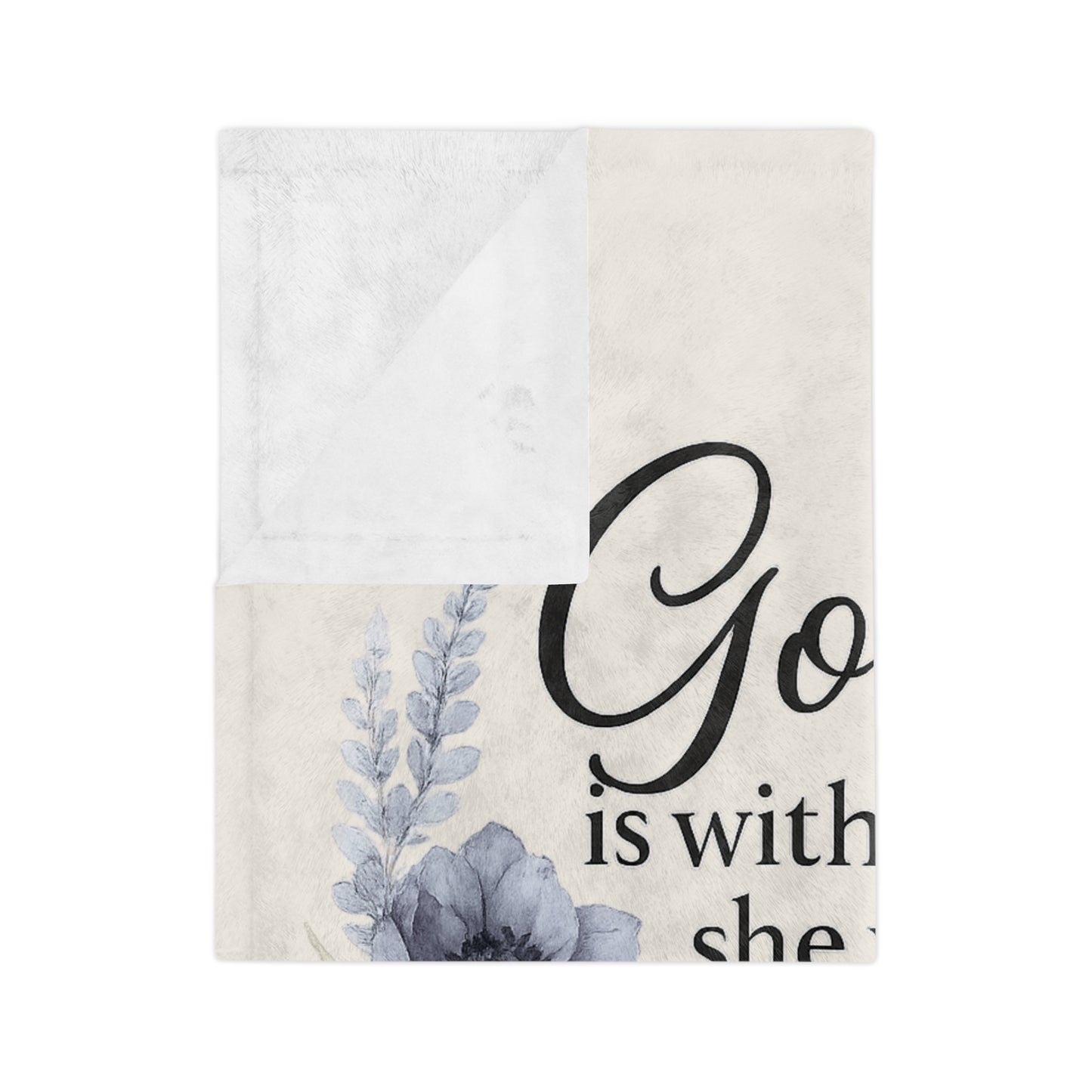 Ivory floral scripture blanket draped on couch, Christian home décor by Southern Belle & Sea™