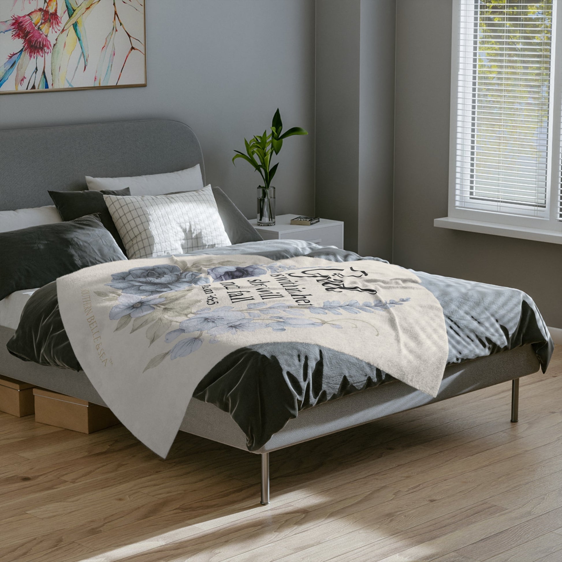 God Is Within Her” Ivory Floral Blanket — Virtue Collection | Southern Belle & Sea™ - Southern Belle & Sea