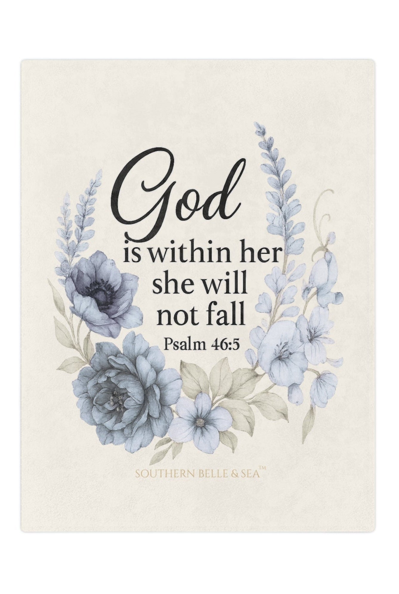 God Is Within Her” Ivory Floral Blanket — Virtue Collection | Southern Belle & Sea™ - Southern Belle & Sea