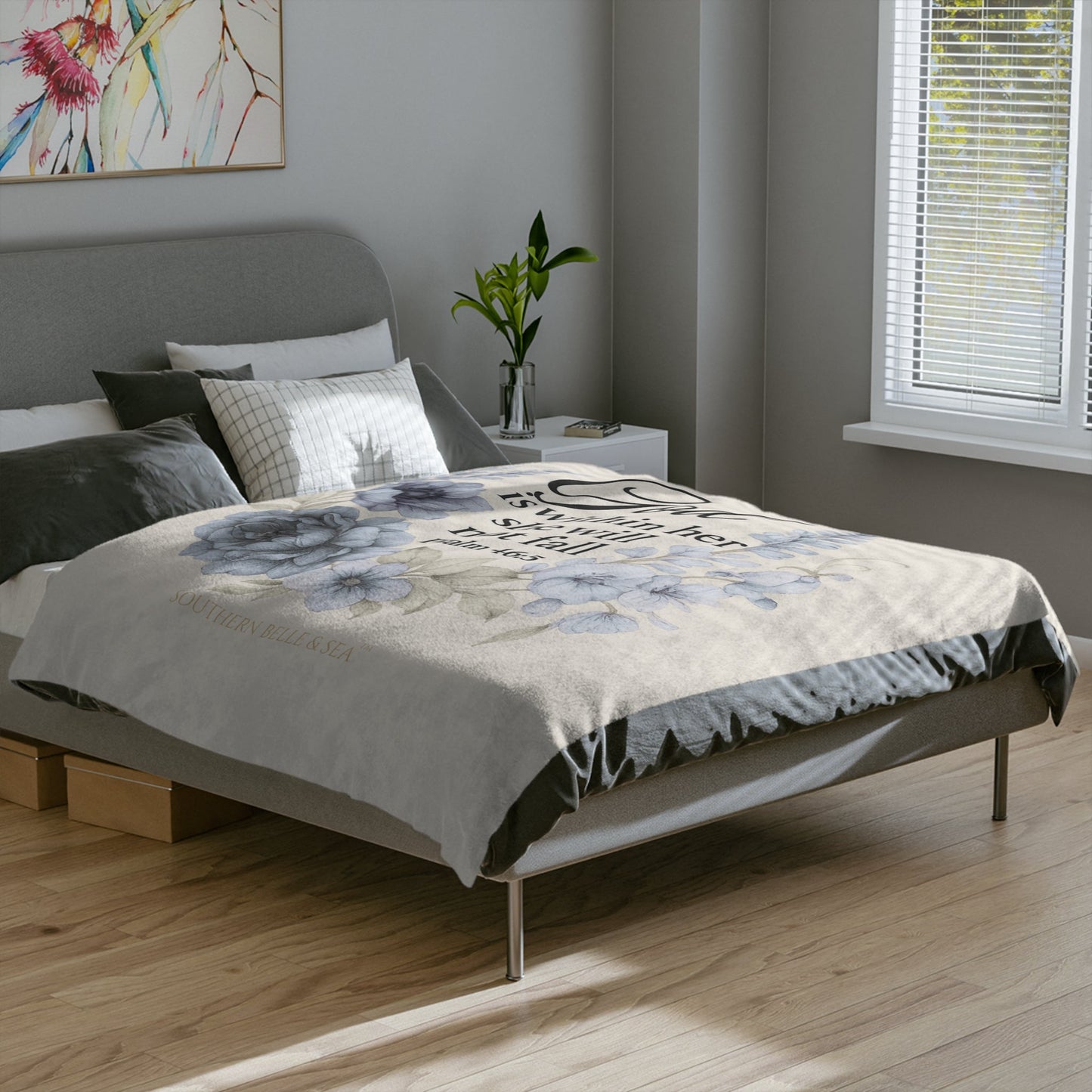 God Is Within Her” Ivory Floral Blanket — Virtue Collection | Southern Belle & Sea™ - Southern Belle & Sea