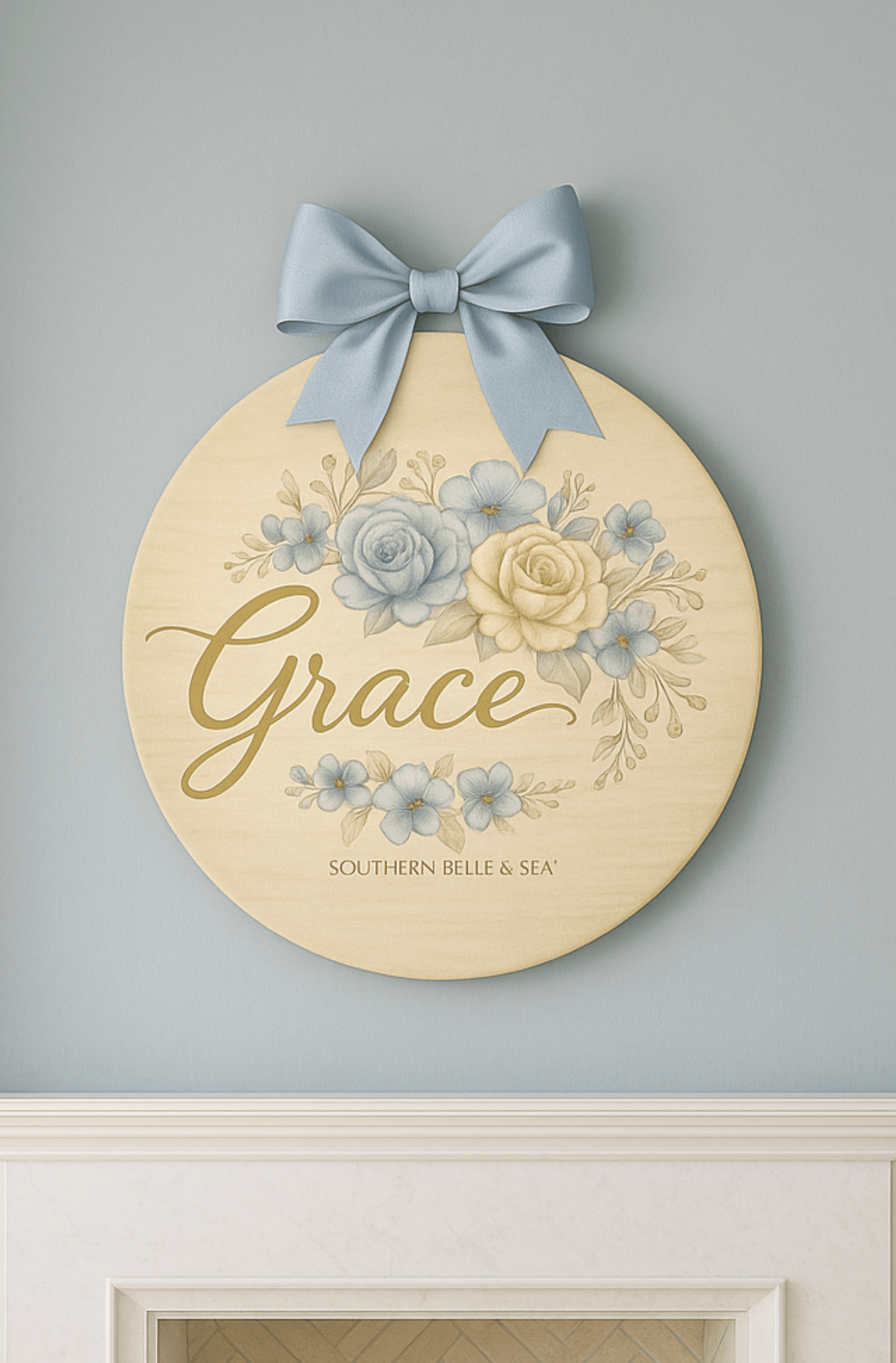Grace Floral Wooden Wall Circle Sign — Virtue Collection | Southern Belle & Sea™ - Southern Belle & Sea