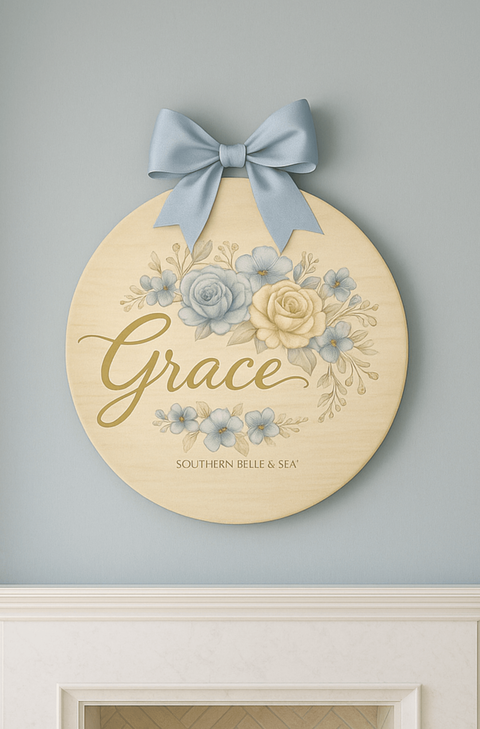 Grace Floral Wooden Wall Circle Sign — Virtue Collection | Southern Belle & Sea™ - Southern Belle & Sea