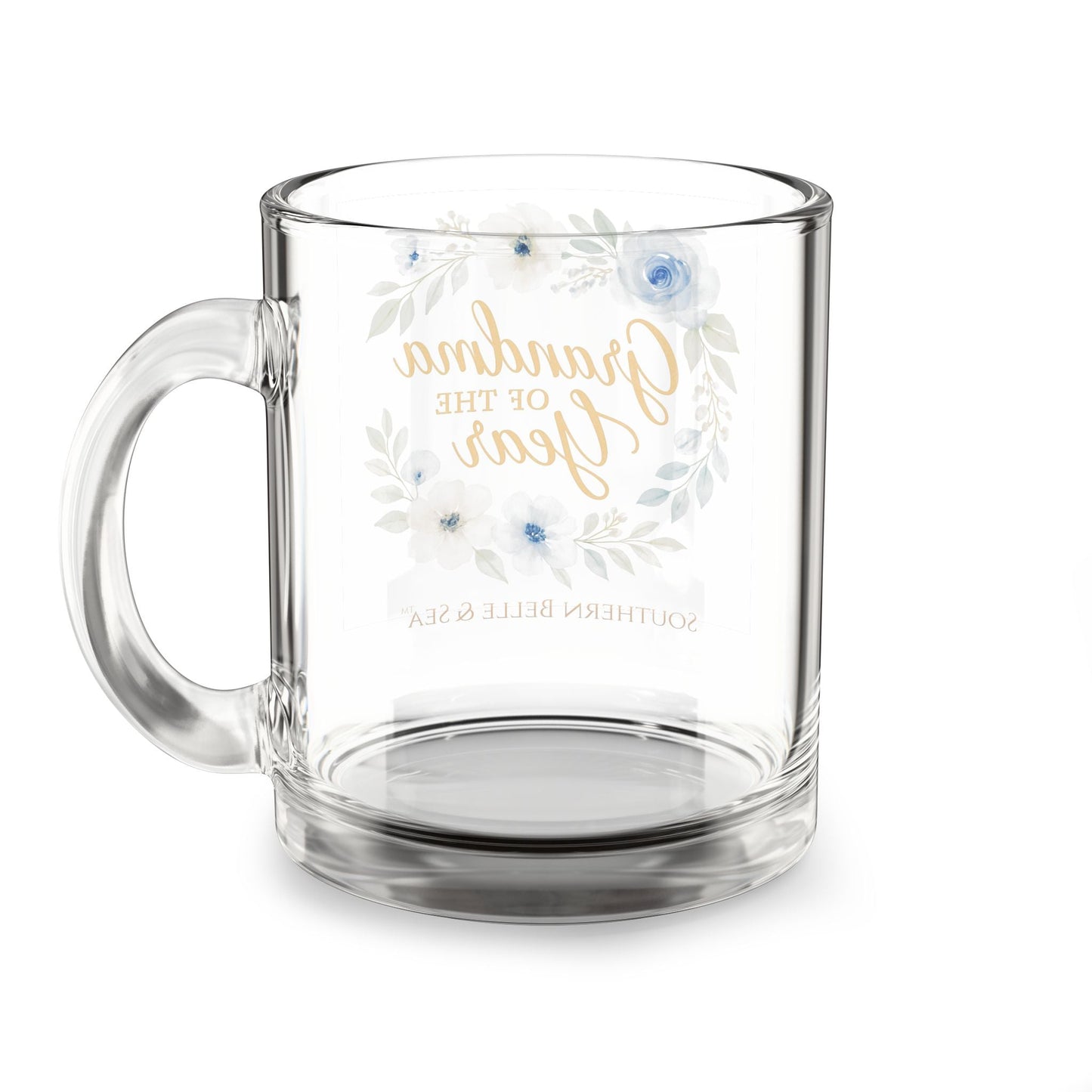 Grandma of the Year Glass Mug – Bluebell Grace Florals, Clear 10oz Coffee Cup Gift | Southern Belle & Sea™ - Southern Belle & Sea