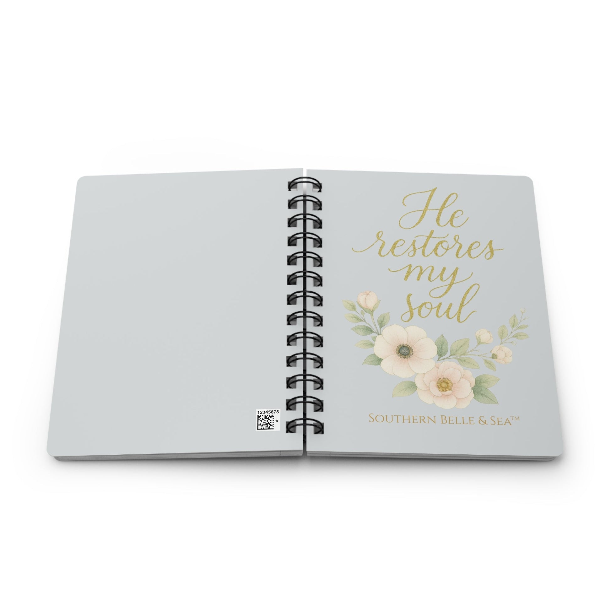 He Restores My Soul — Blue Floral Spiral Journal | Southern Belle & Sea™ - Southern Belle & Sea