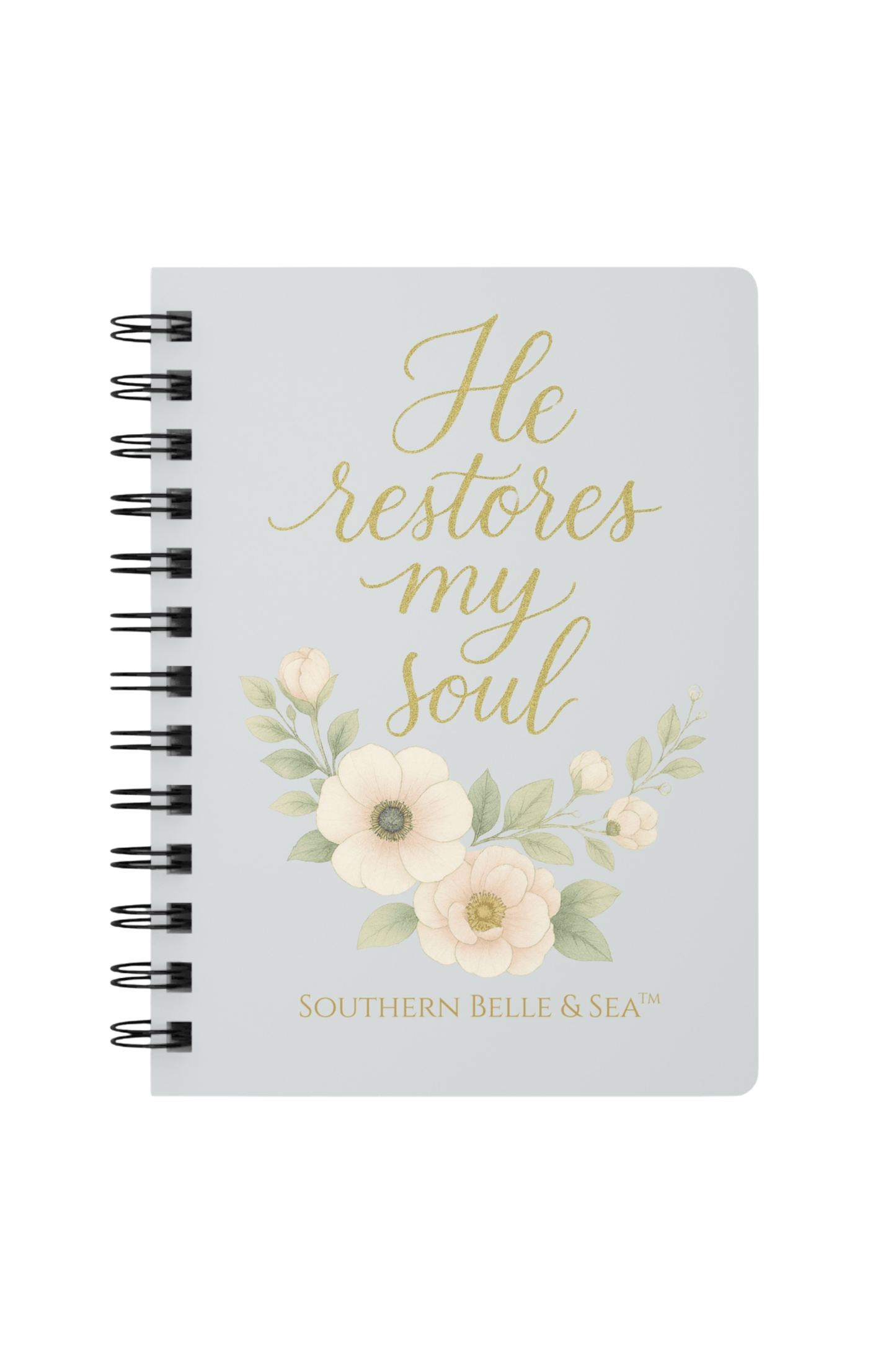 He Restores My Soul — Blue Floral Spiral Journal | Southern Belle & Sea™ - Southern Belle & Sea