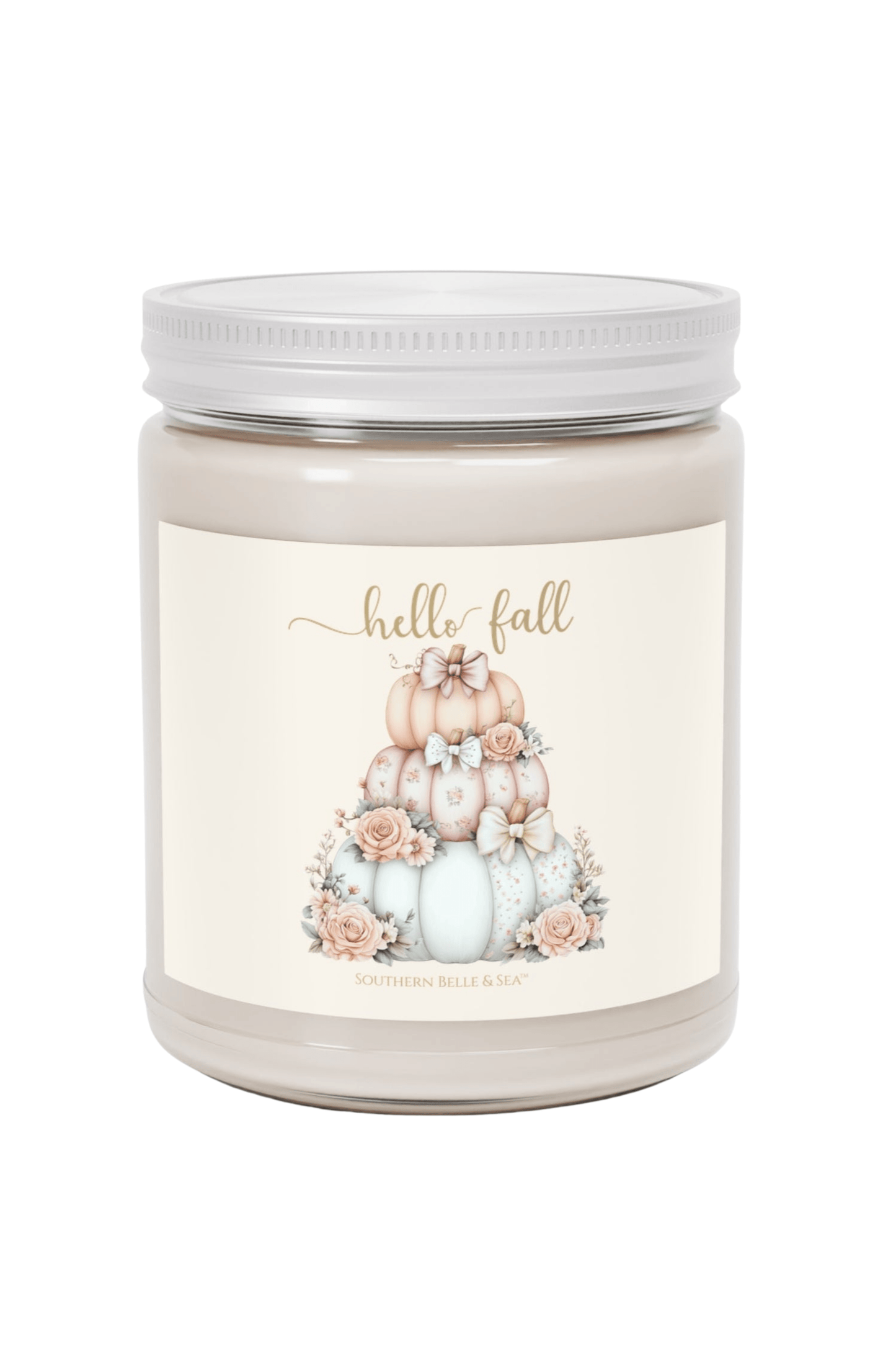 HelloFall Pumpkin — Signature Soy Candle (9oz Glass Jar) | Southern Belle & Sea™ - Southern Belle & Sea