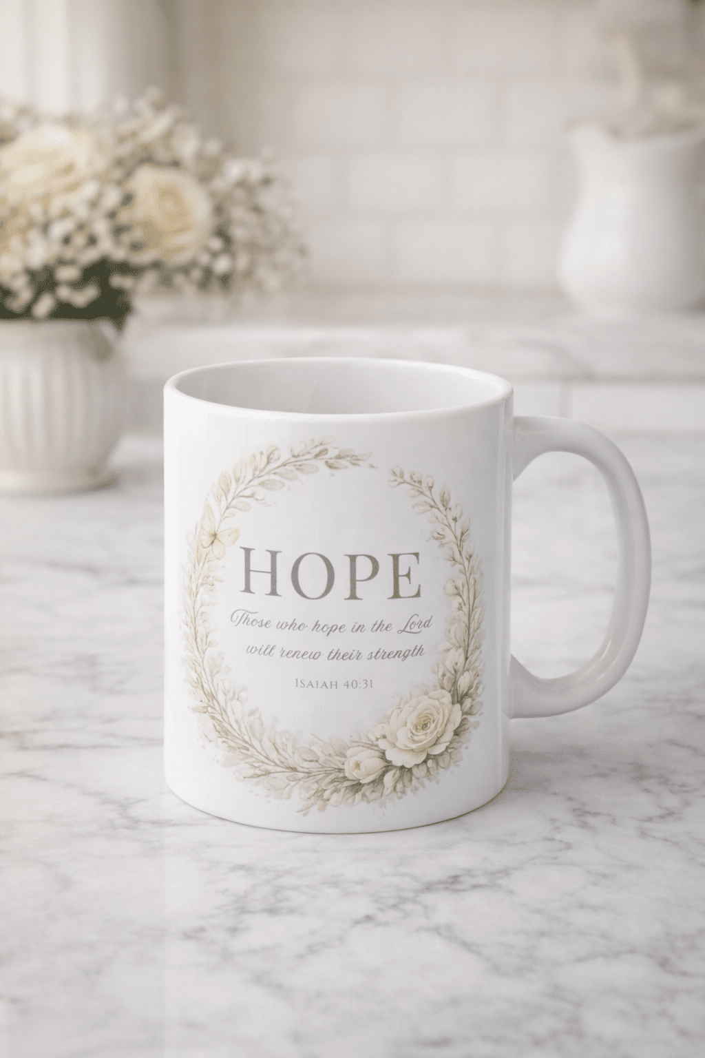 Hope Floral Mug – Christian Encouragement Coffee Cup | Magnolia Sips | Southern Belle & Sea™ - Southern Belle & Sea