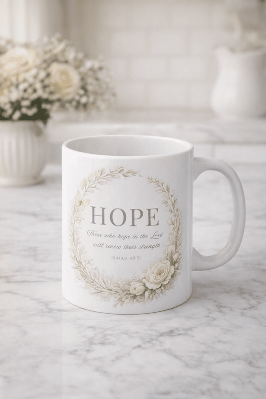 Hope Floral Mug – Christian Encouragement Coffee Cup | Magnolia Sips | Southern Belle & Sea™ - Southern Belle & Sea