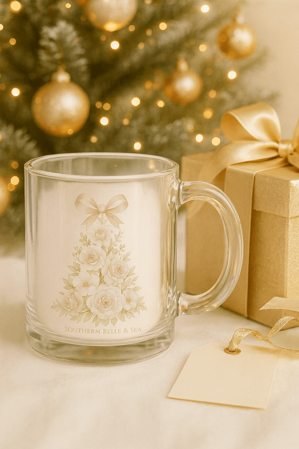In Bloom This Christmas — Clear Glass Mug | Southern Belle & Sea™ - Southern Belle & Sea