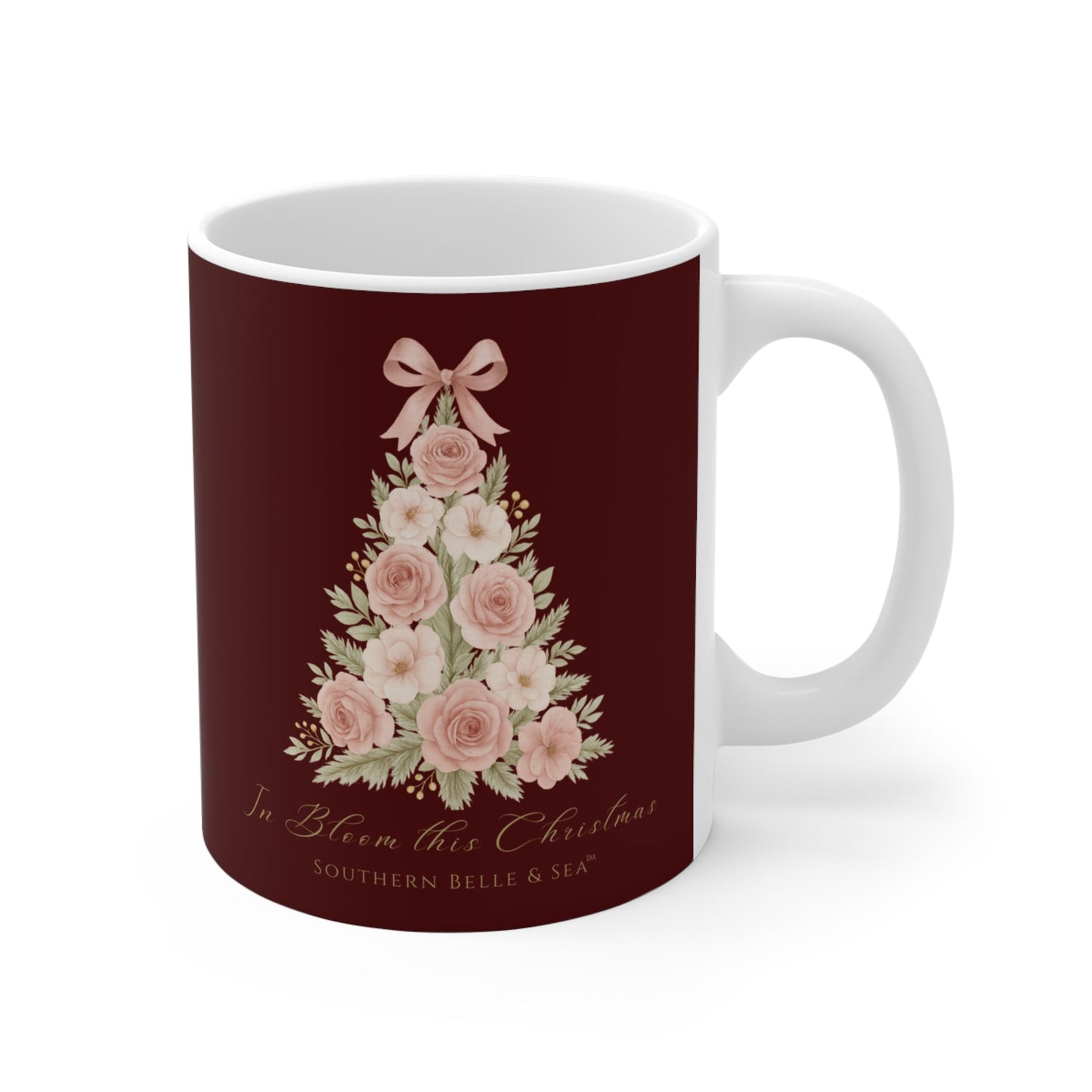 In Bloom This Christmas Mug — Burgundy Edition | Southern Belle & Sea™ - Southern Belle & Sea