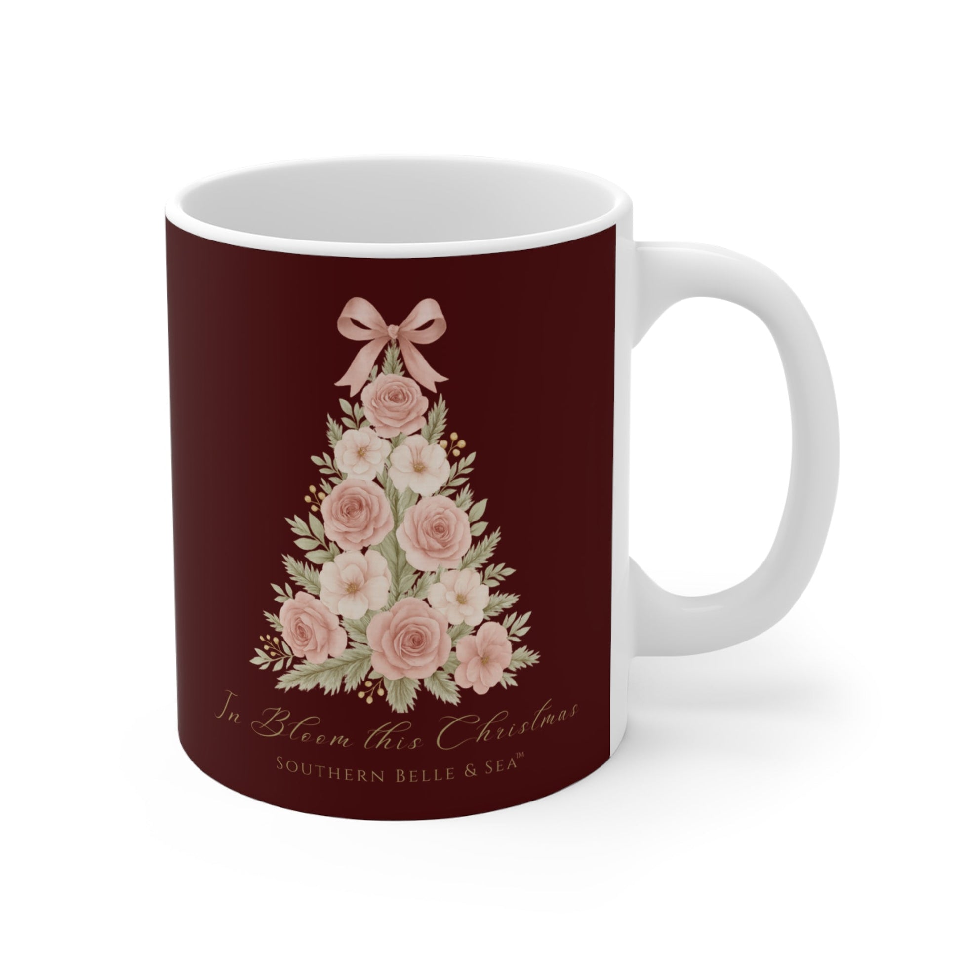 In Bloom This Christmas Mug — Burgundy Edition | Southern Belle & Sea™ - Southern Belle & Sea