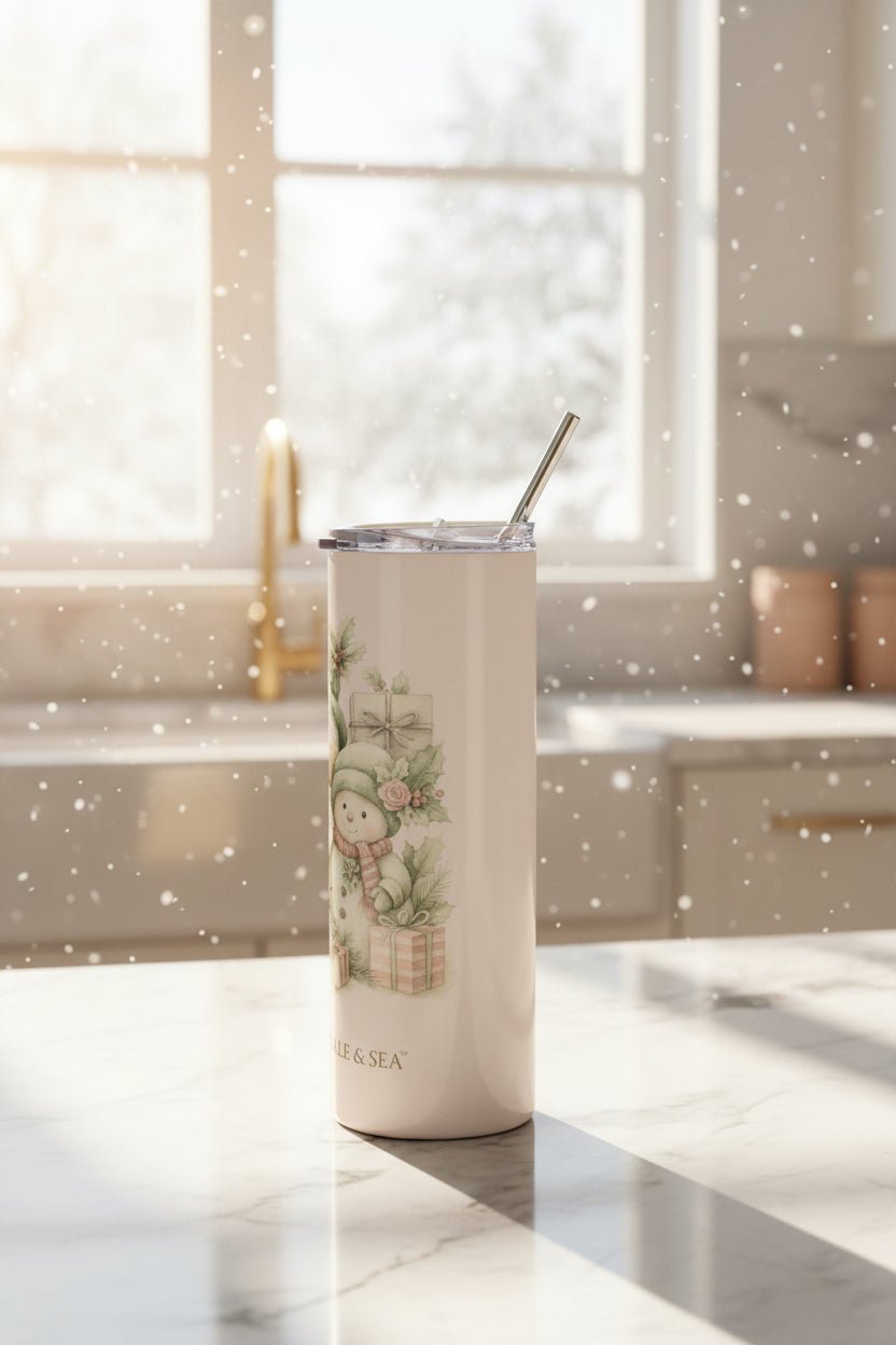 “Let It Snow” — Snowman Family 20oz Stainless Steel Tumbler | Southern Belle & Sea™ - Southern Belle & Sea