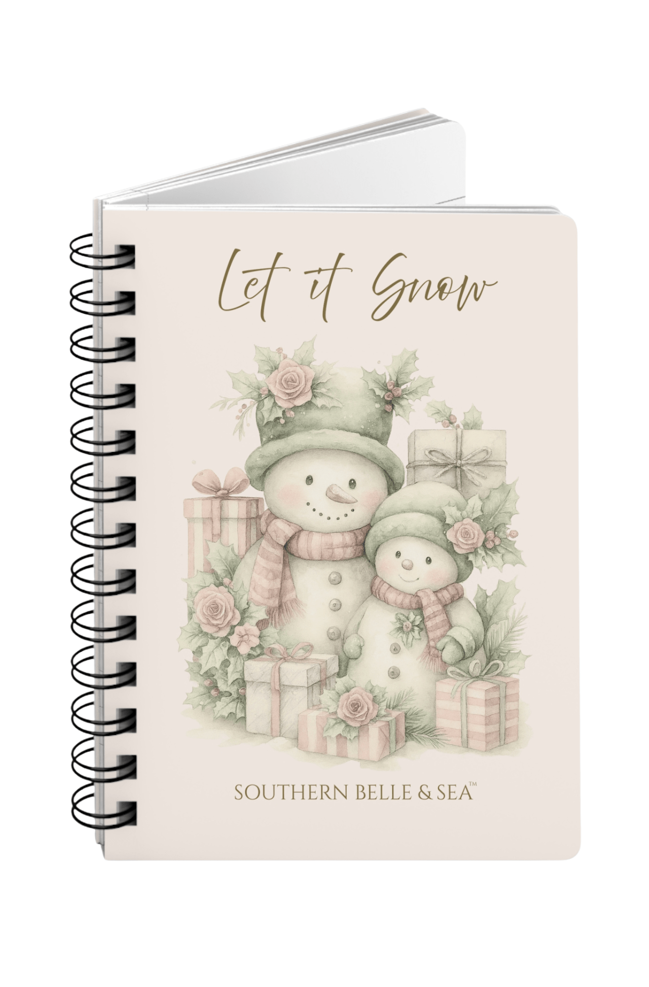 “LET IT SNOW” — Snowman Family Christmas Journal (Spiral) | Cozy Winter Notebook | Southern Belle & Sea™ - Southern Belle & Sea