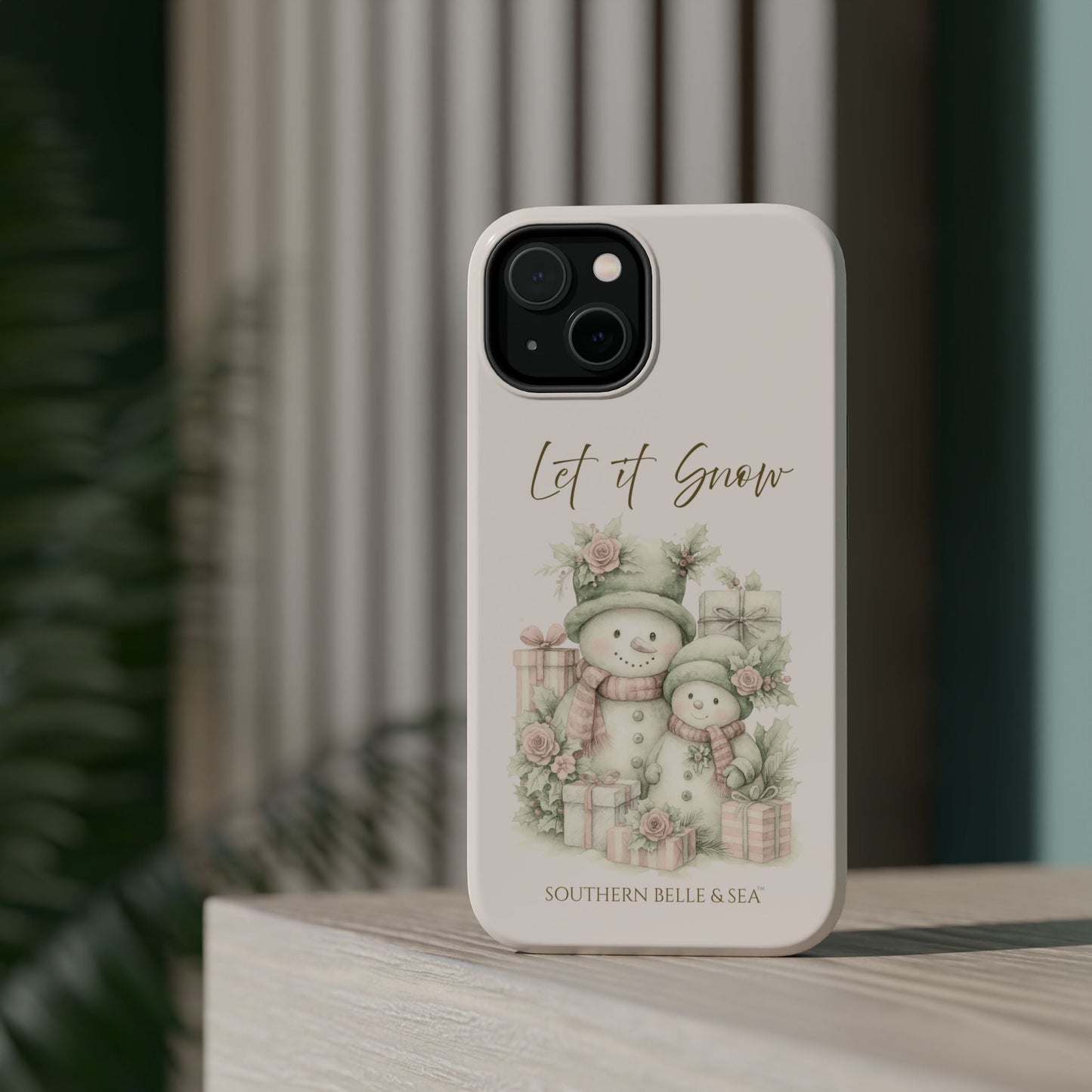 "LET IT SNOW” — Snowman Family Magnetic Tough Case | MagSafe® Compatible | Southern Belle & Sea™ - Southern Belle & Sea