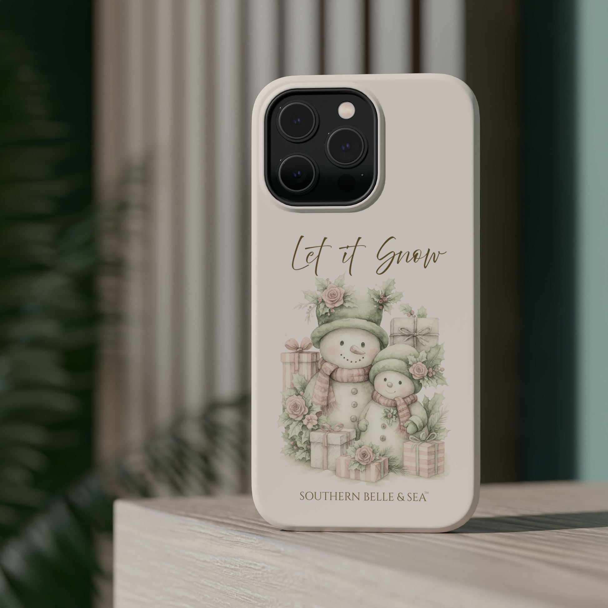 "LET IT SNOW” — Snowman Family Magnetic Tough Case | MagSafe® Compatible | Southern Belle & Sea™ - Southern Belle & Sea